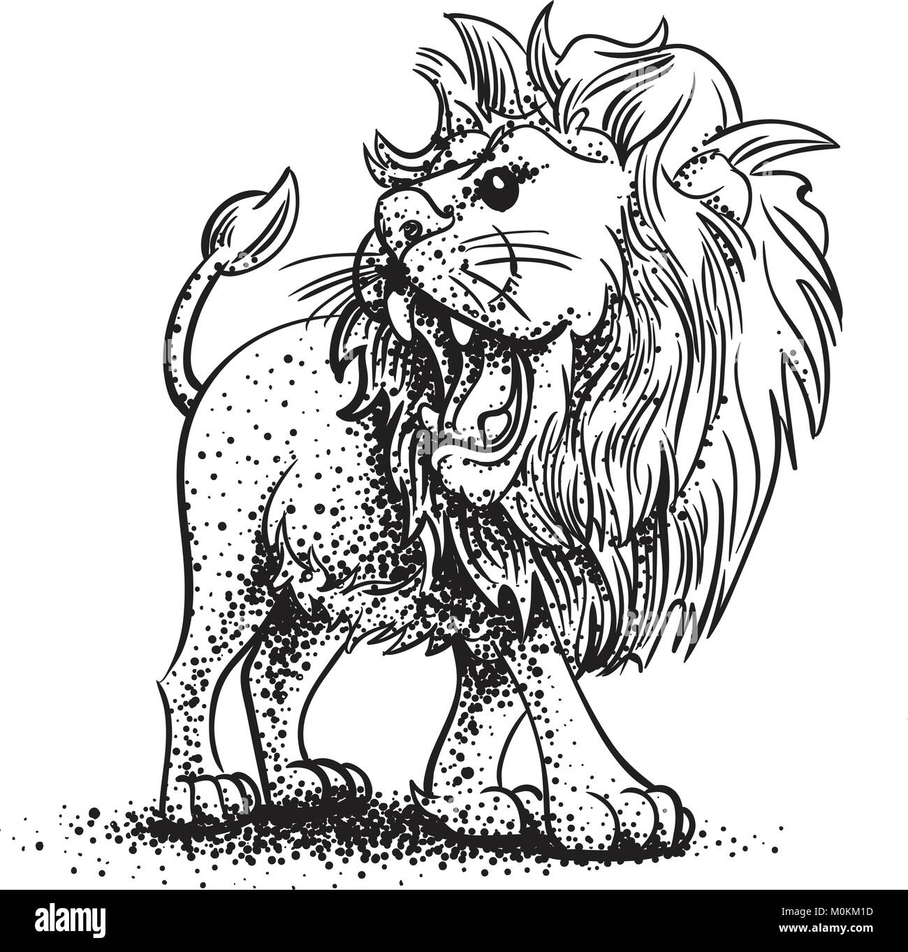 A Roaring African Lion A Black And White Scalable And