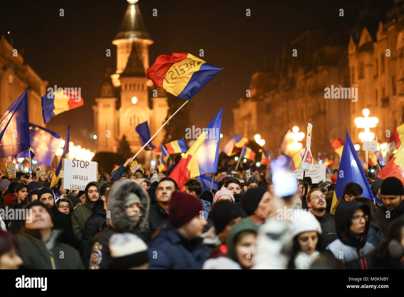 Protests against new laws of justice in Romania in January 2018 Stock Photo