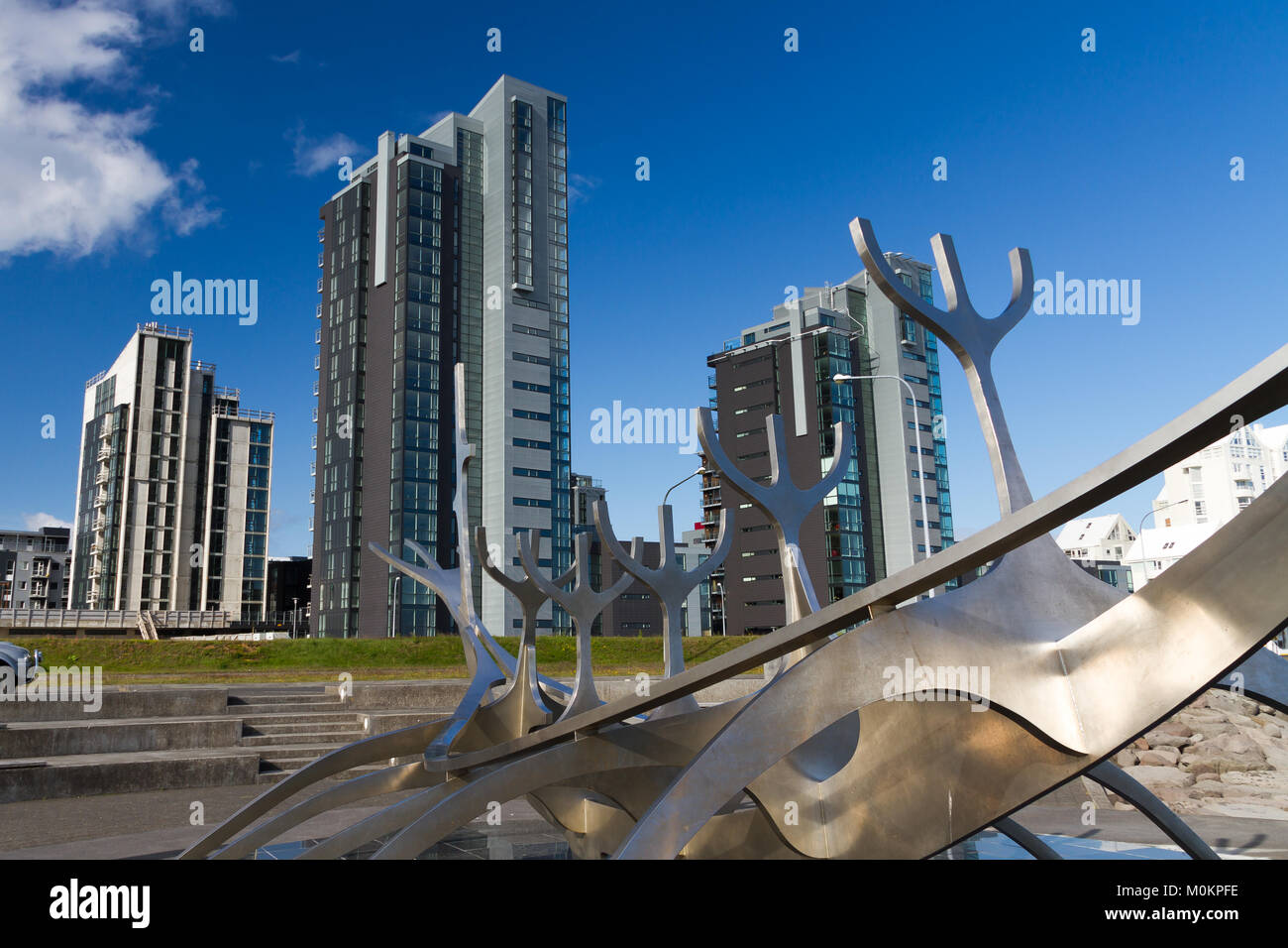 Reykjavík is the capital and largest city of Iceland. It has a latitude of 64°08' N, making it the world's northernmost capital of a sovereign state,  Stock Photo