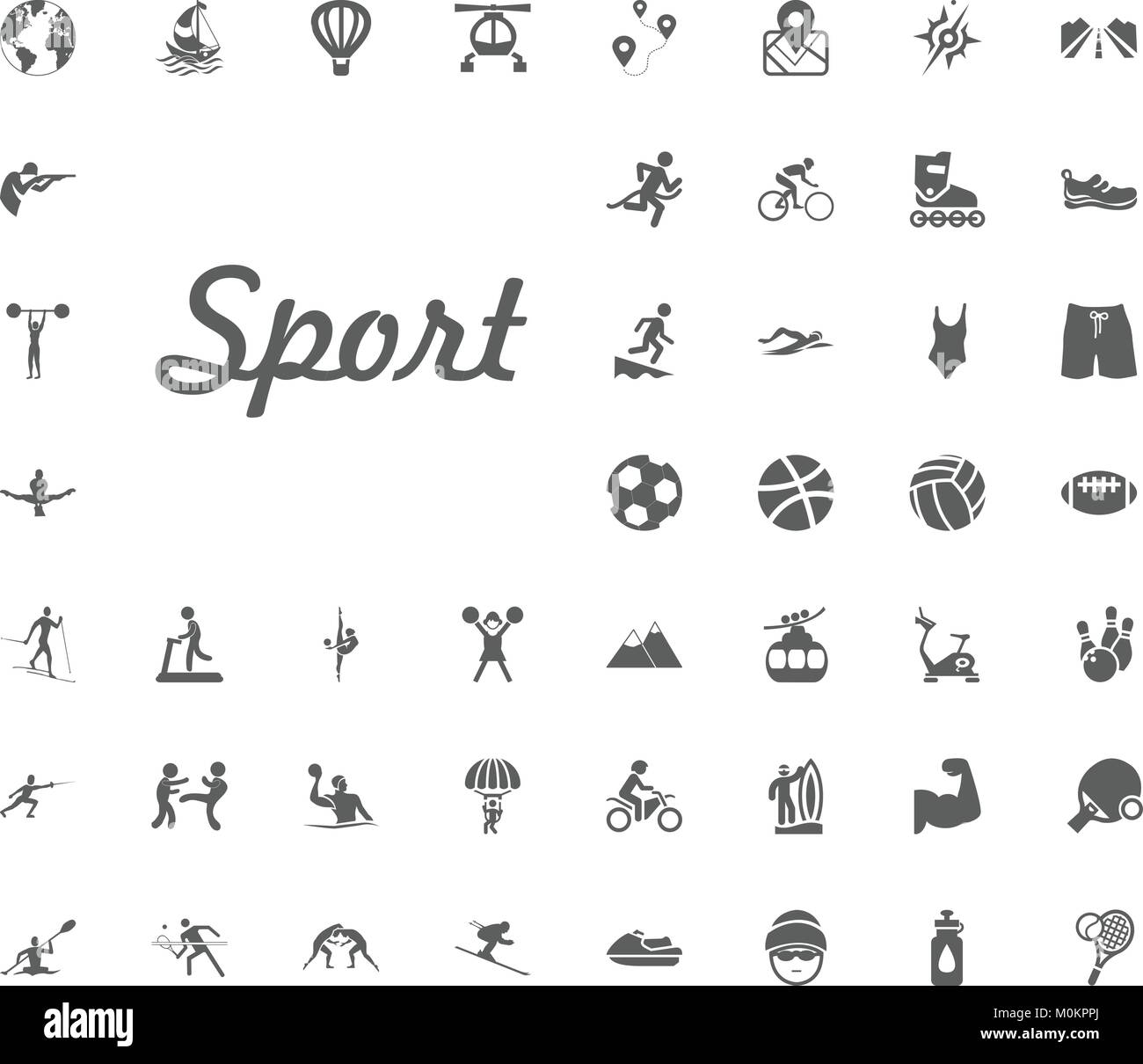 Sport letter icon. Sport illustration vector set icons. Set of 48 sport