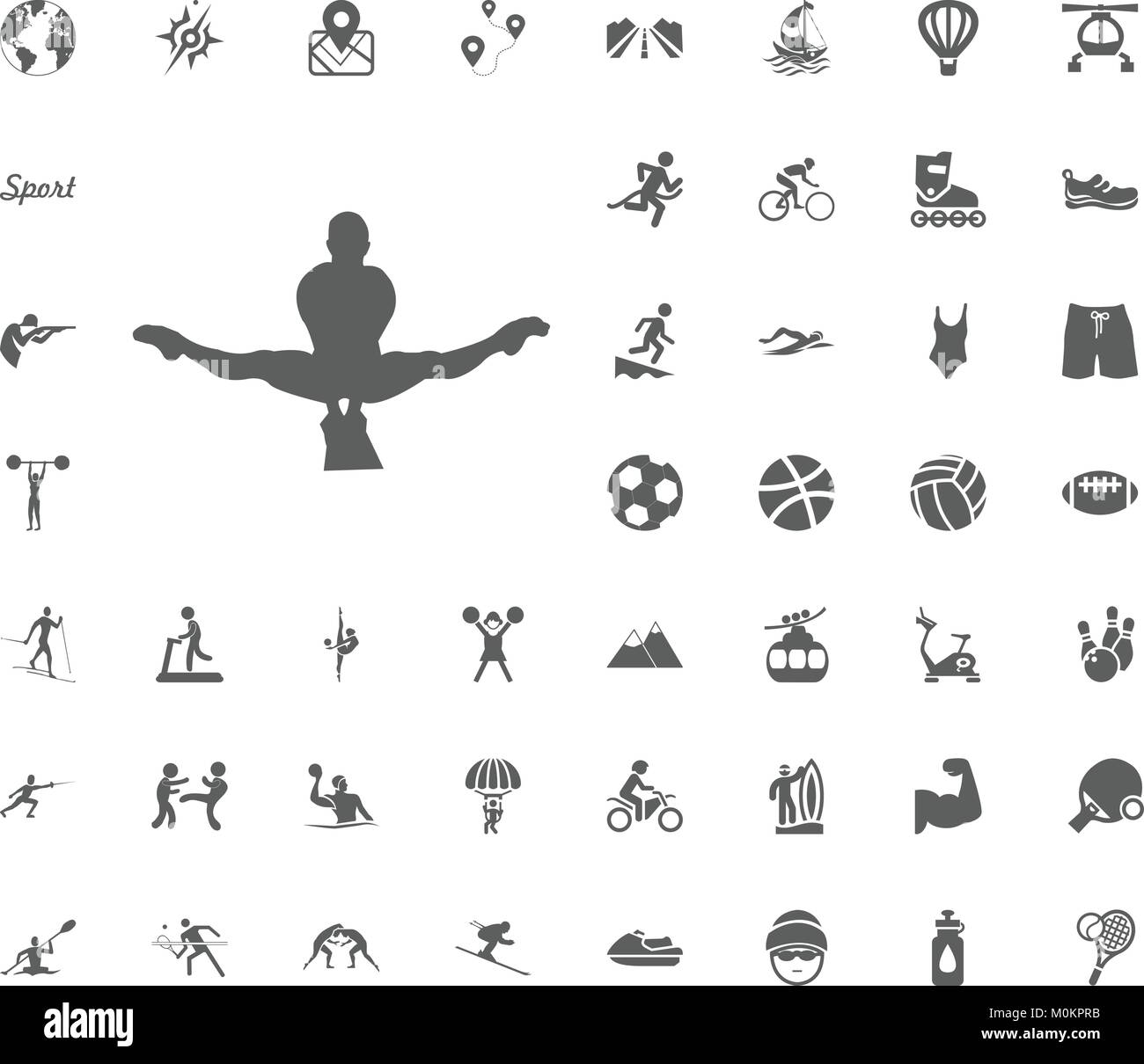 Acrobatics icon. Sport illustration vector set icons. Set of 48 sport