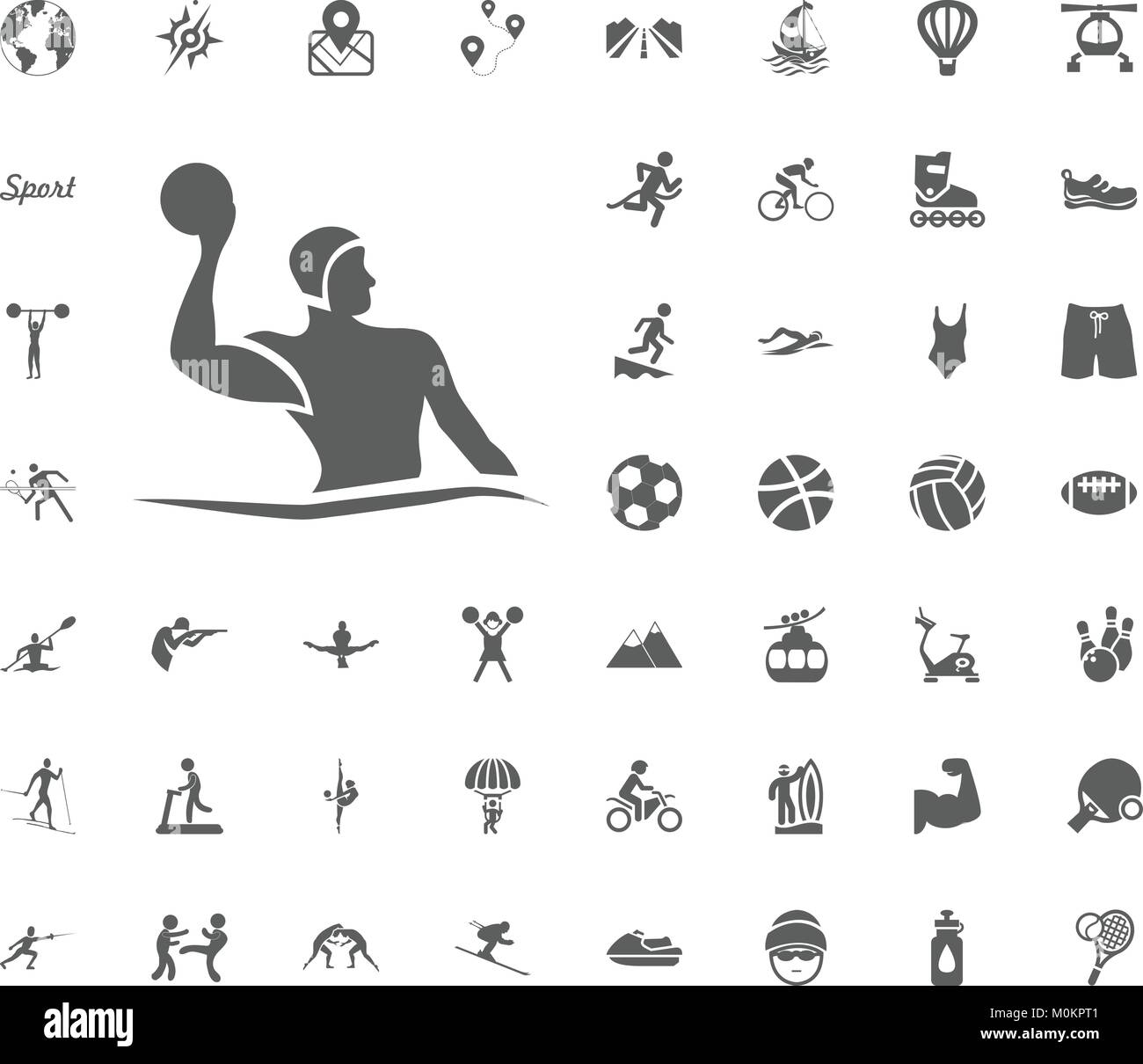 Water polo icon. Sport illustration vector set icons. Set of 48 sport icons Stock Vector Image