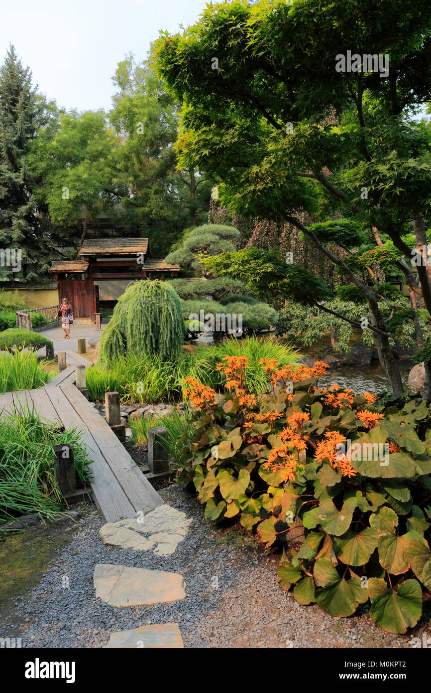View inside the Japanese Kasugai gardens, Kelowna City, Okanagan valley