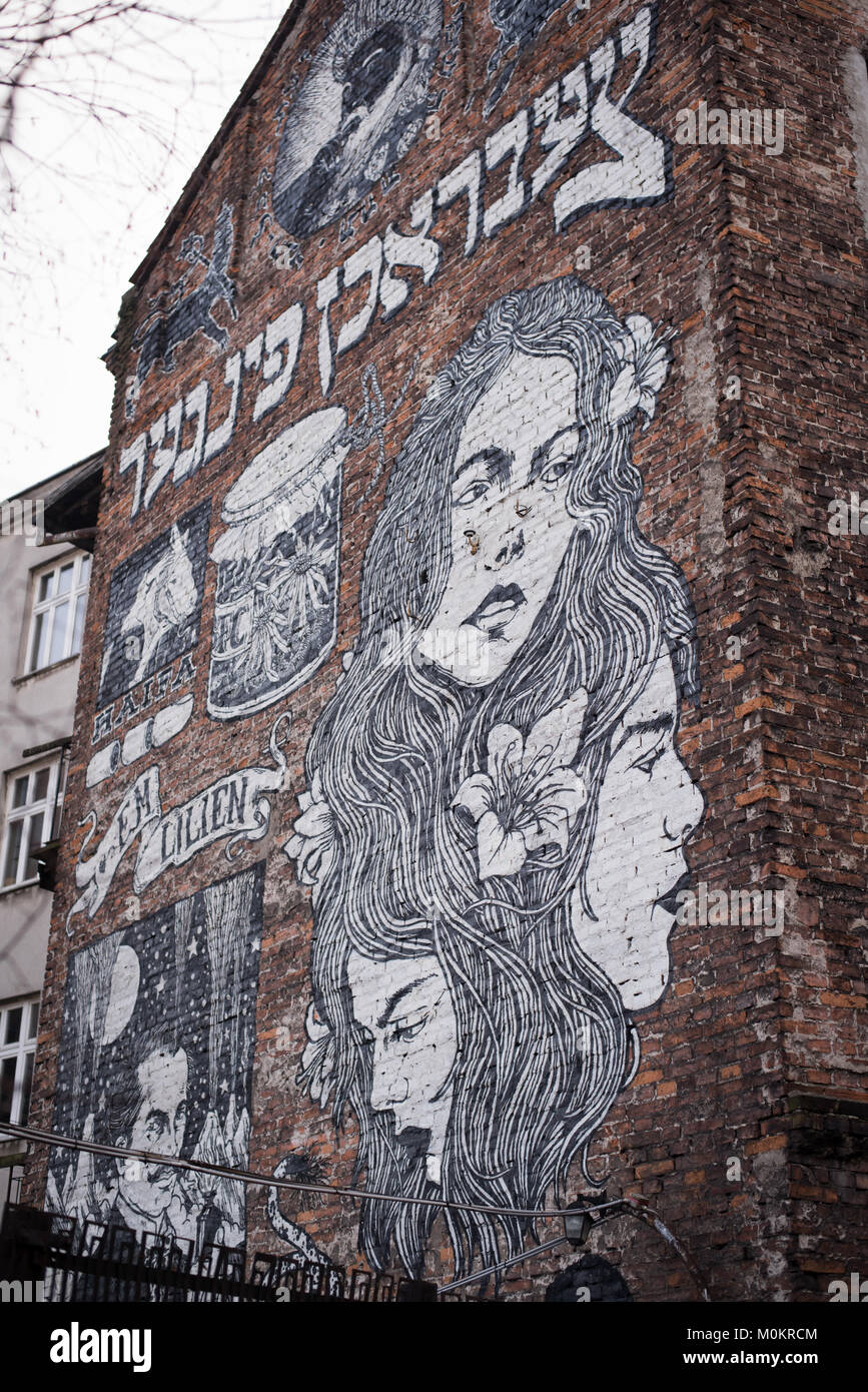 Grafitti in Kazimierz - Old Jewish Quarter in Krakow, Poland Stock Photo