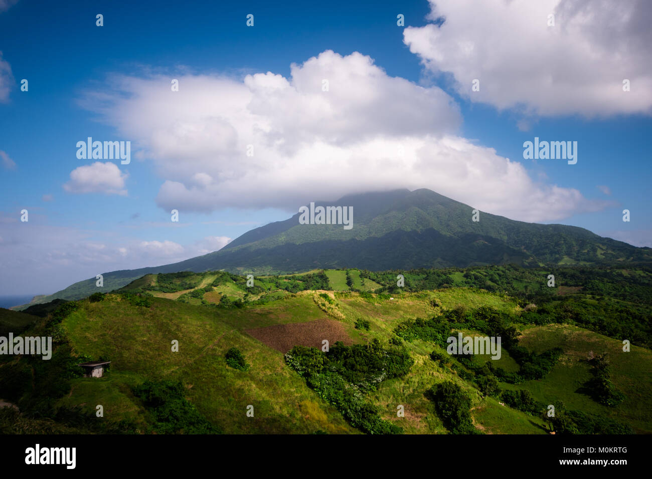 Scenic view of Mt. Iraya at Vayang Rolling Hills, Batanes, Philippines