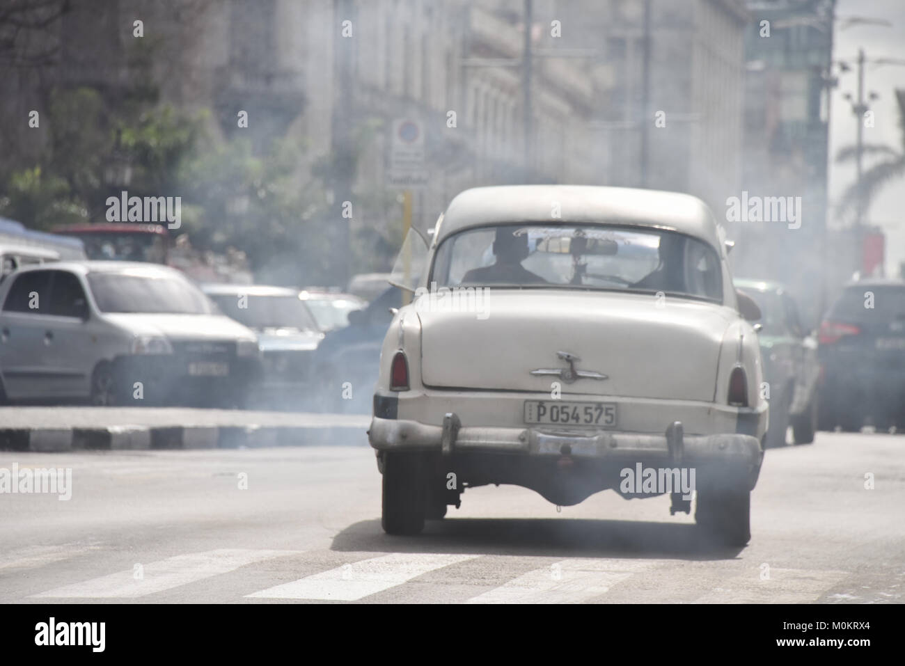 Car pollution Havana Cuba Stock Photo