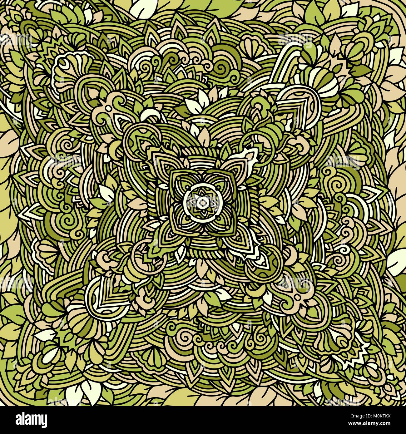Mandala pattern colored green background. Vector illustration Stock ...