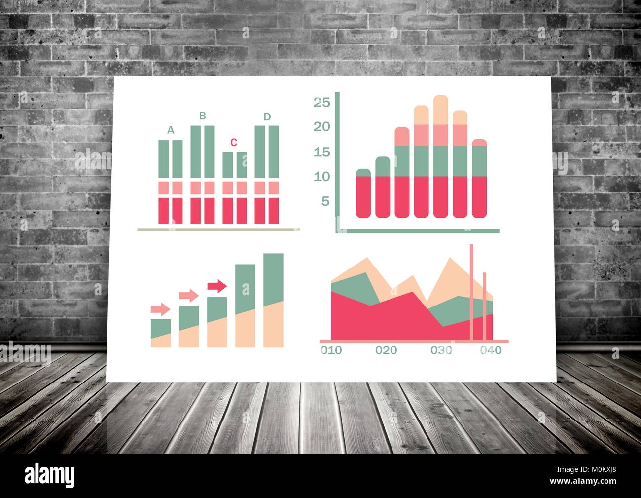 White board with colorful chart statistics Stock Photo - Alamy