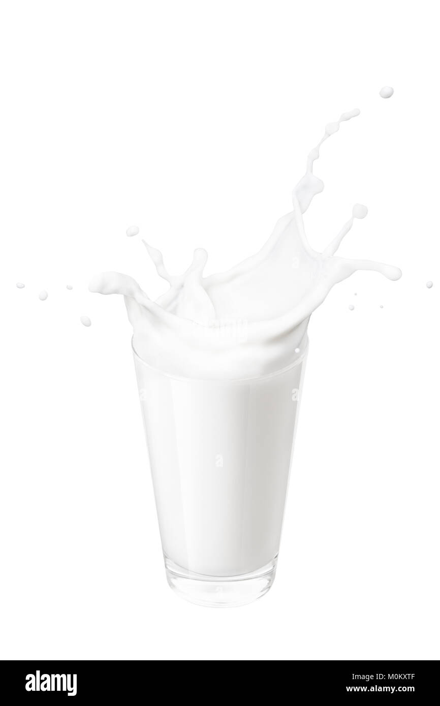 Glass Of Milk With Splashes Stock Photo Alamy