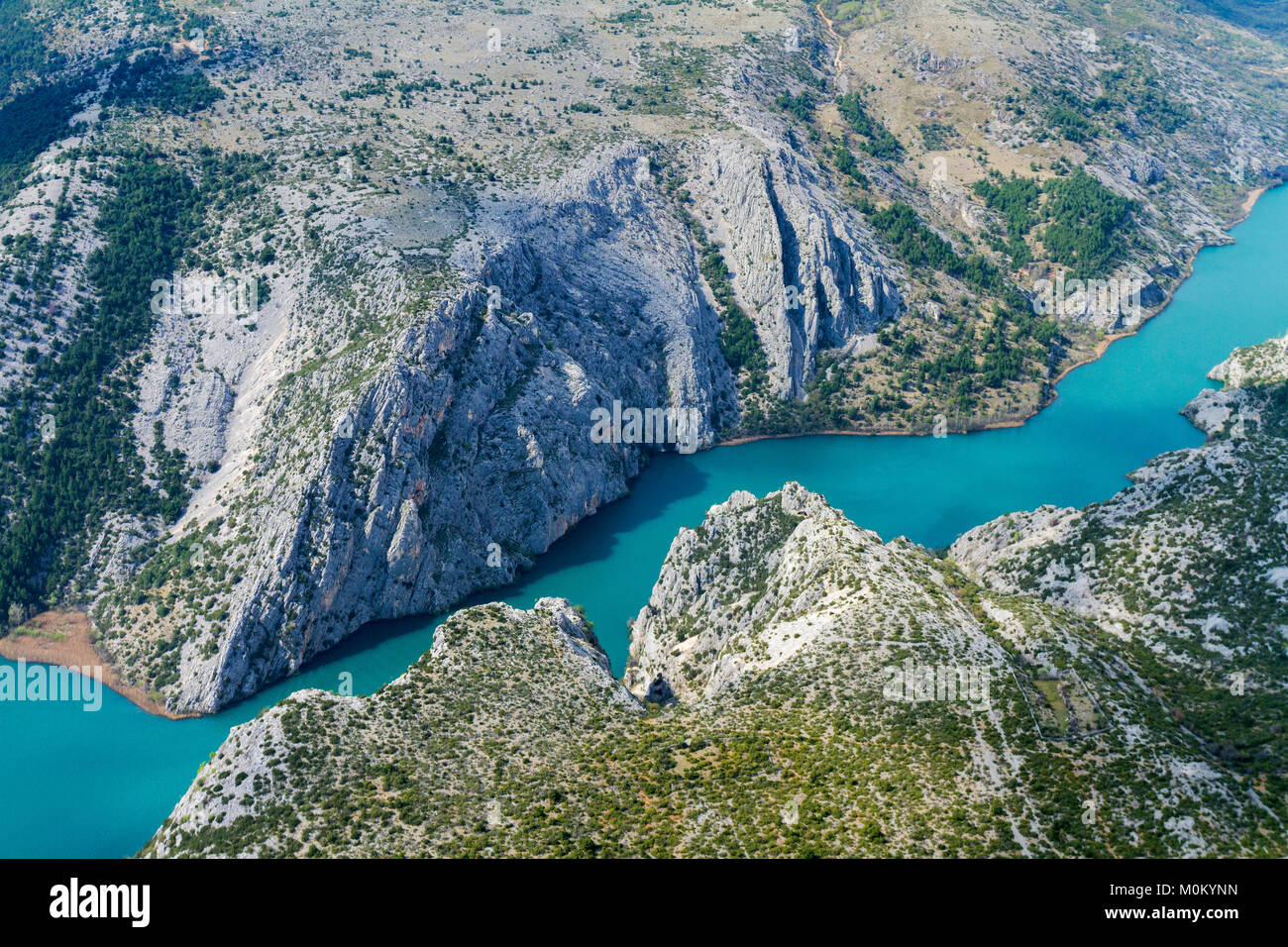 Aerial view of a canyon in Krka National Park, Croatia Stock Photo