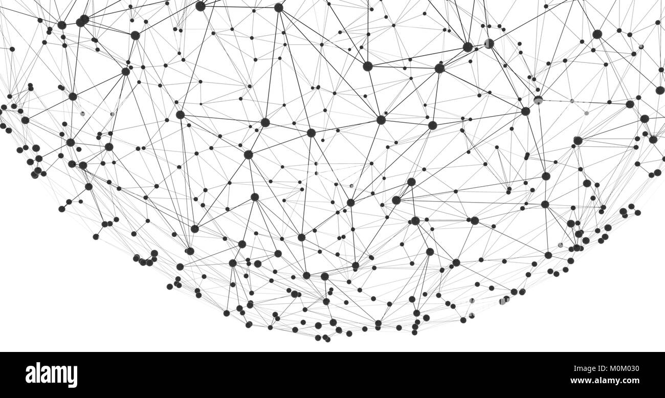 Sphere with Connected Lines and Dots Stock Photo - Alamy