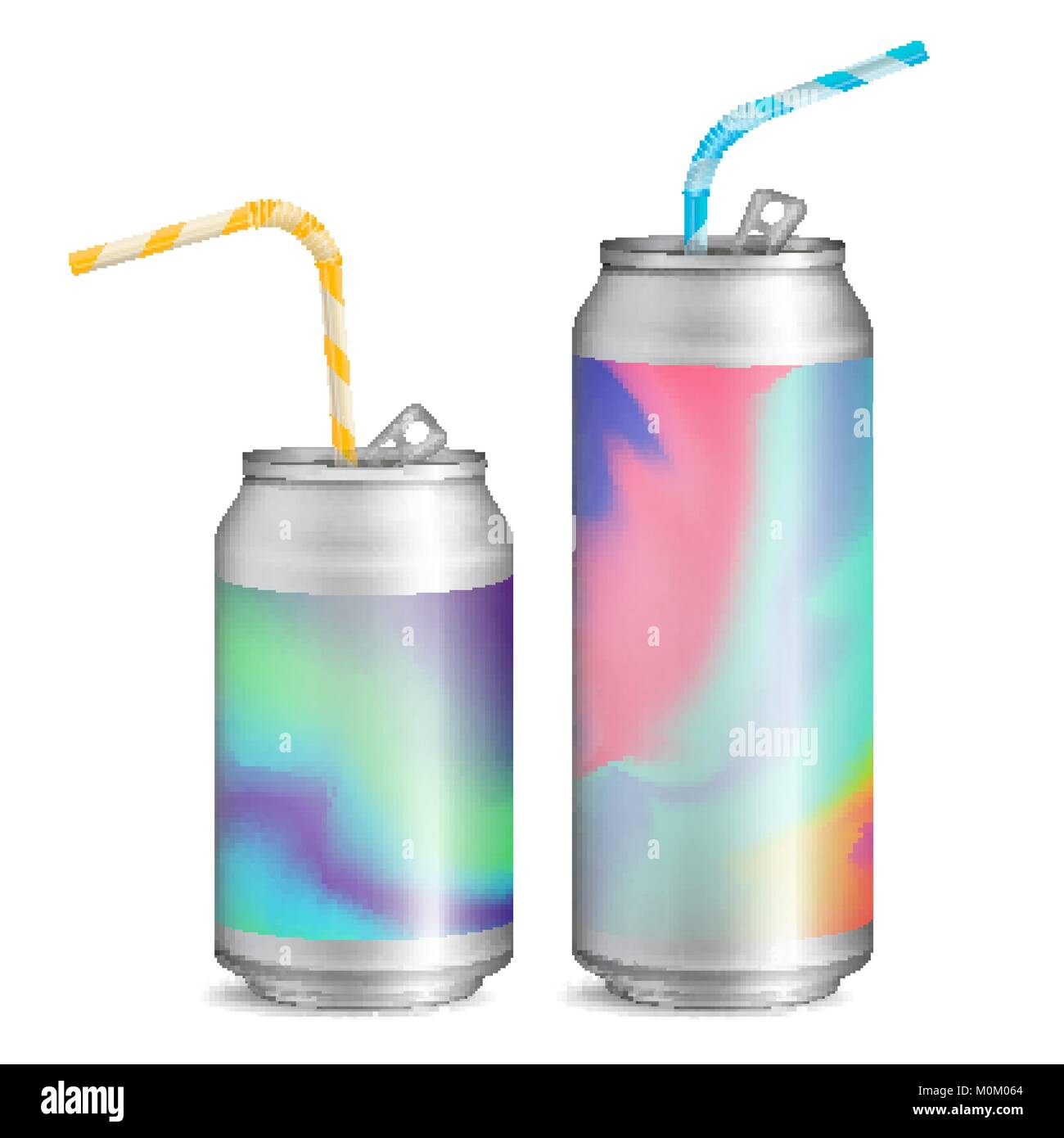 Download Realistic Metallic Cans Vector Soft Drink 3d Blank Aluminium Cans Colorful Drinking Straws Different Types Good For Branding Design 500 300 Ml Isolated Illustration Stock Vector Image Art Alamy