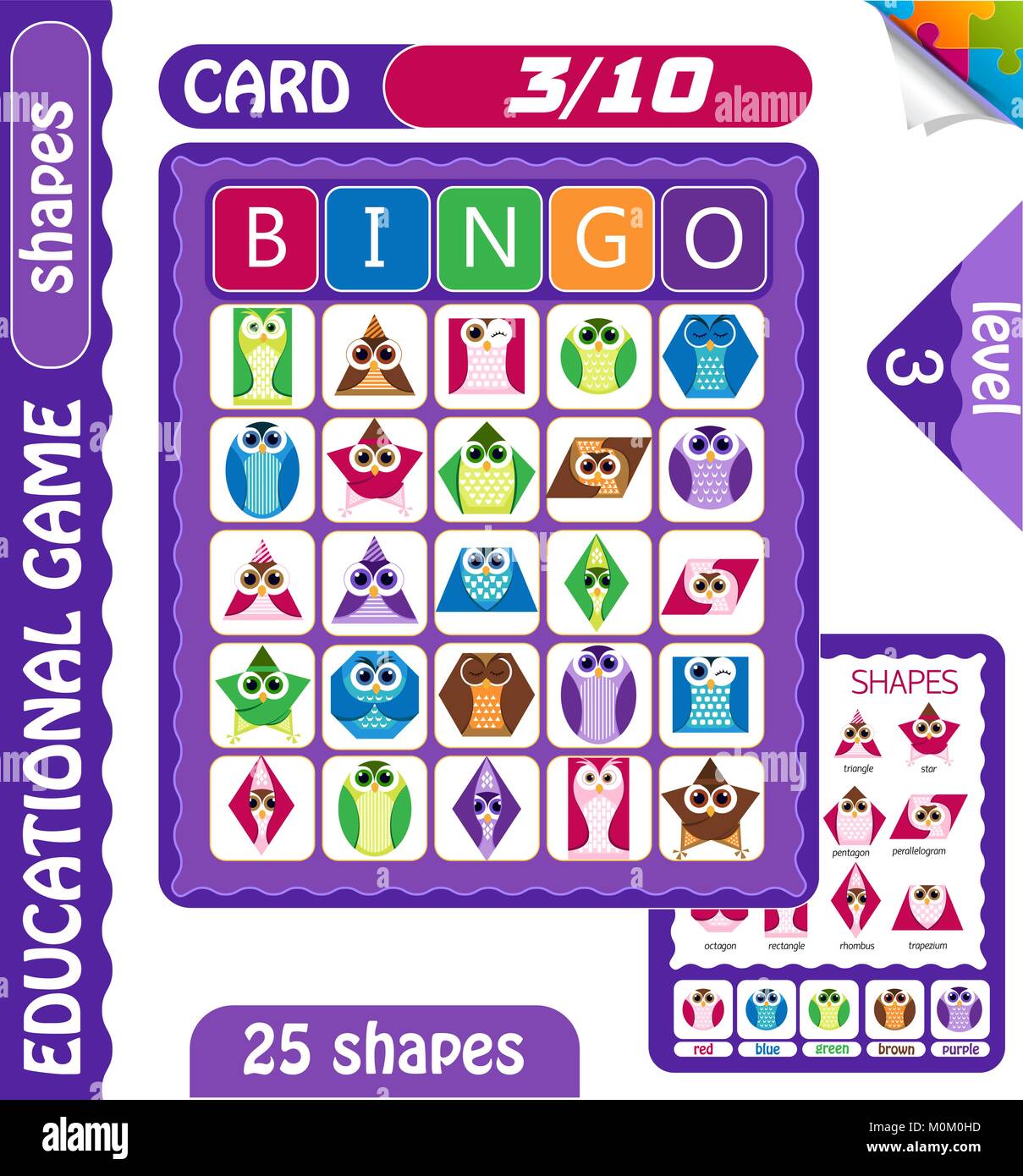 educational bingo game for preschool kids with shapes in the form of ...