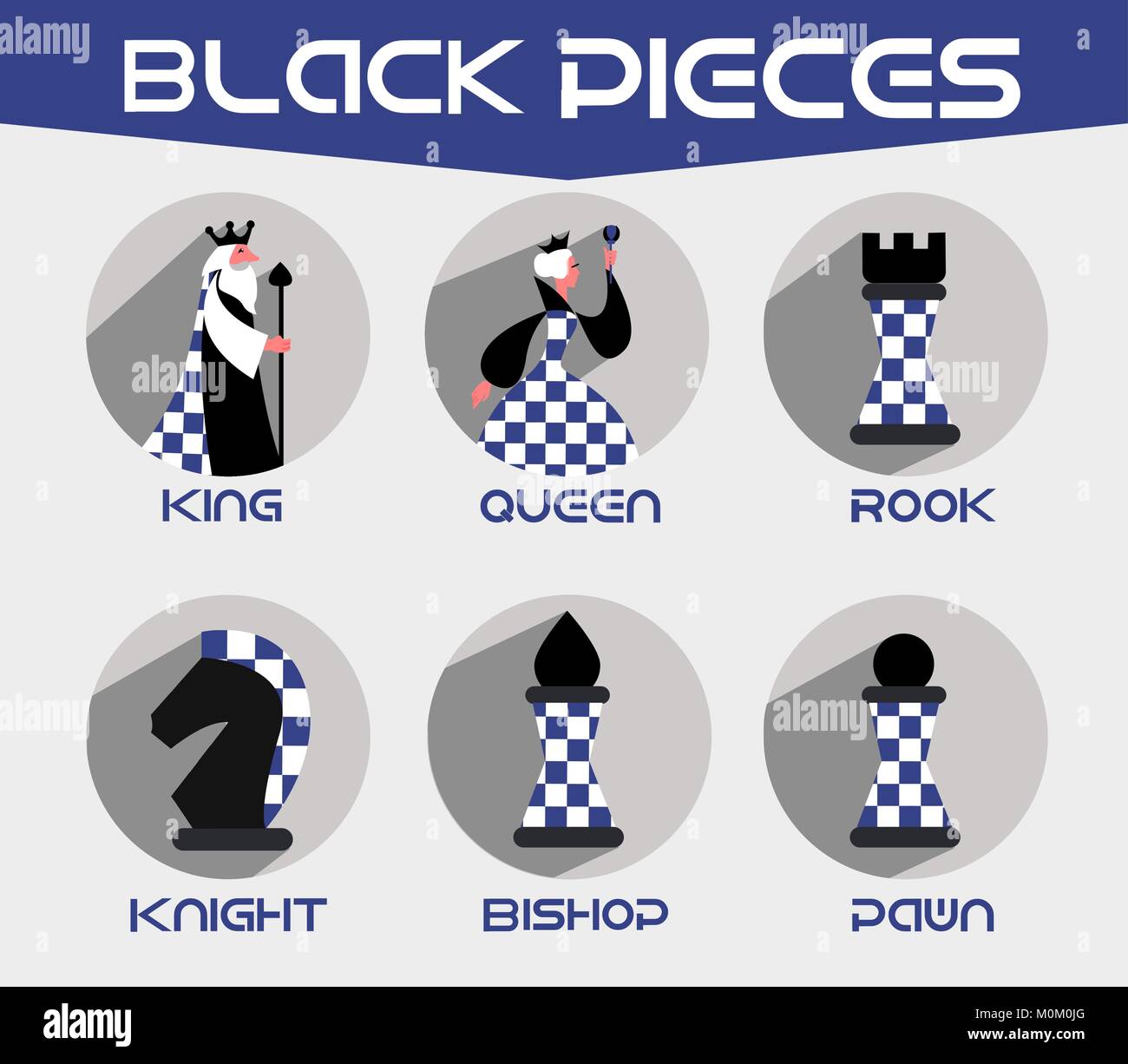 Black Chess Pieces King Queen Bishop Knight Rook Set Of