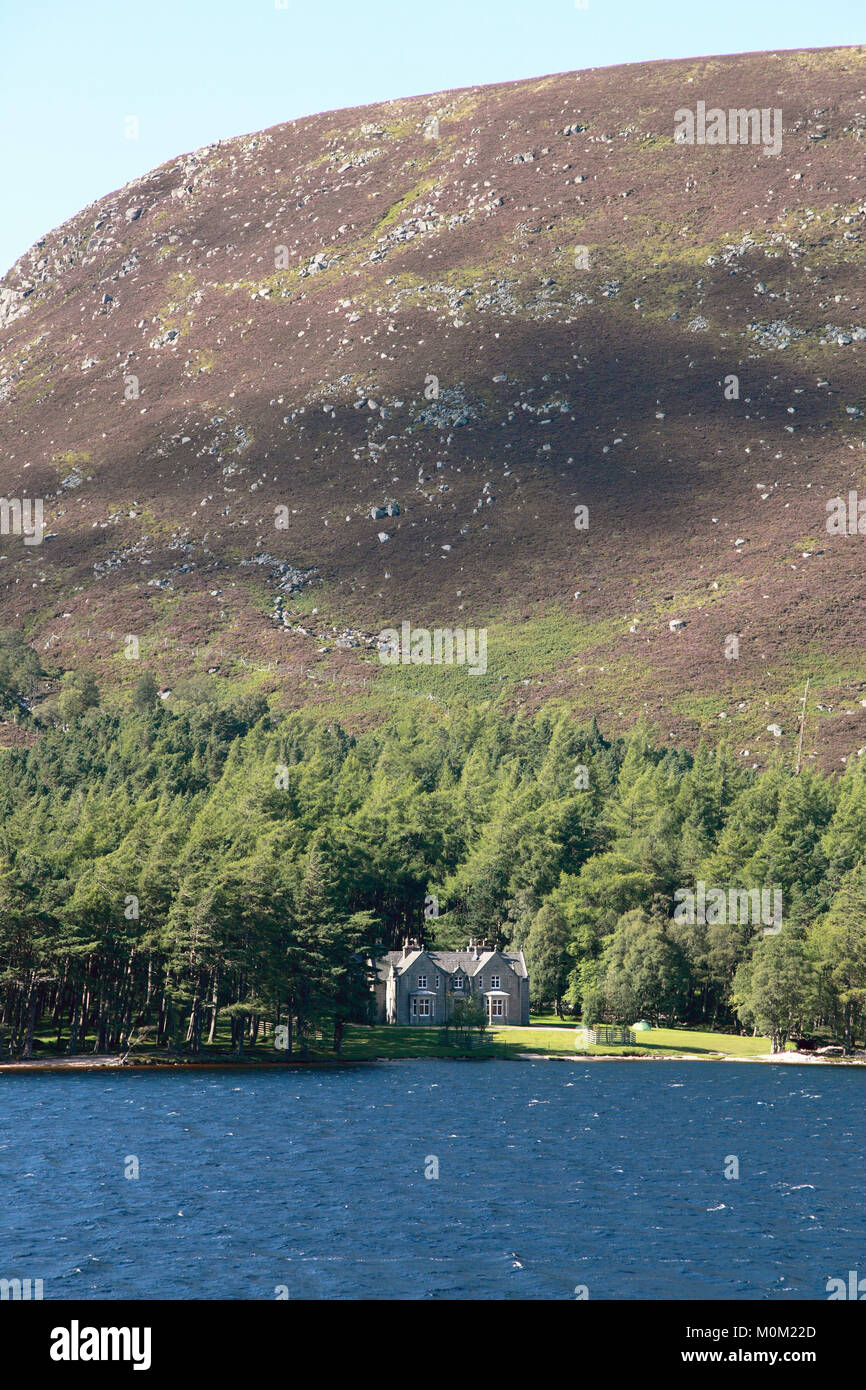 Glas-allt Shiel, the hunting lodge built for Queen Victoria on the shore of Loch Muick on the Balmoral Estate Stock Photo