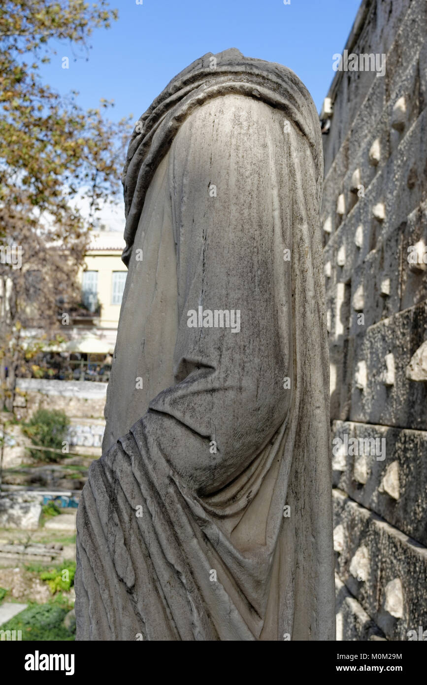 Ancient Athenian at the Stoa of Attalos Stock Photo