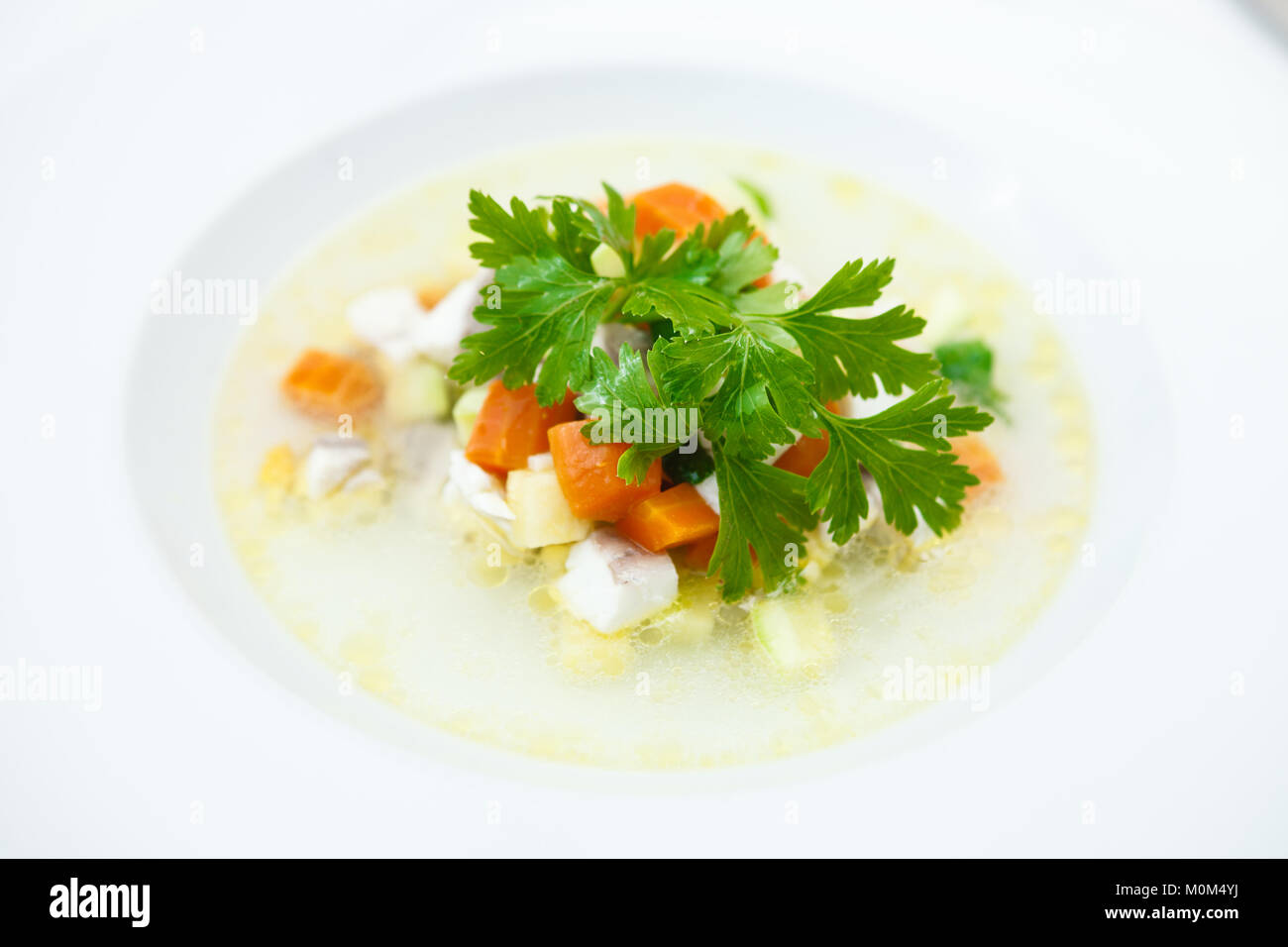 Broth fish soup Stock Photo Alamy