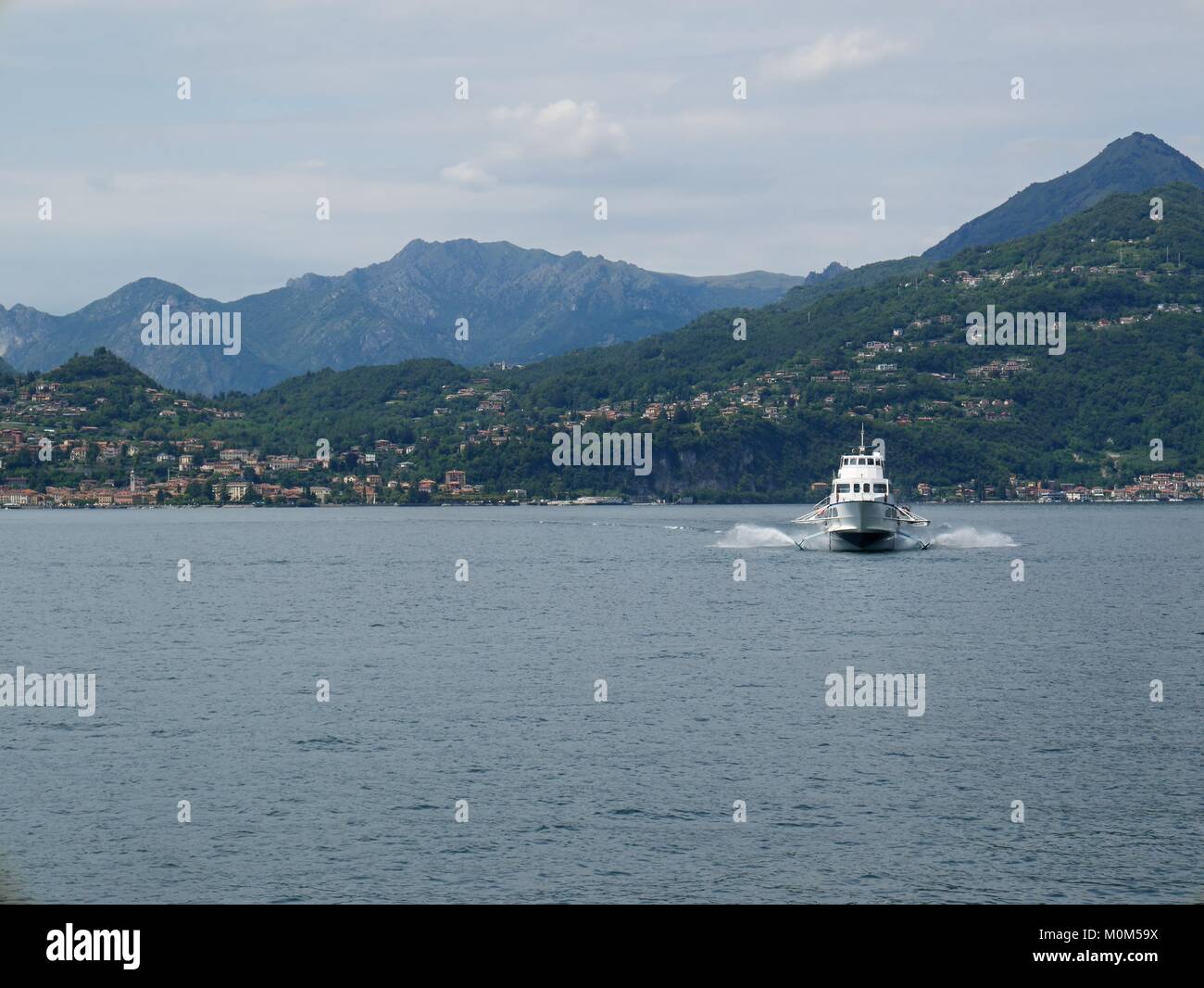 Hydrofoil ferry on Lake Como, Italy Stock Photo