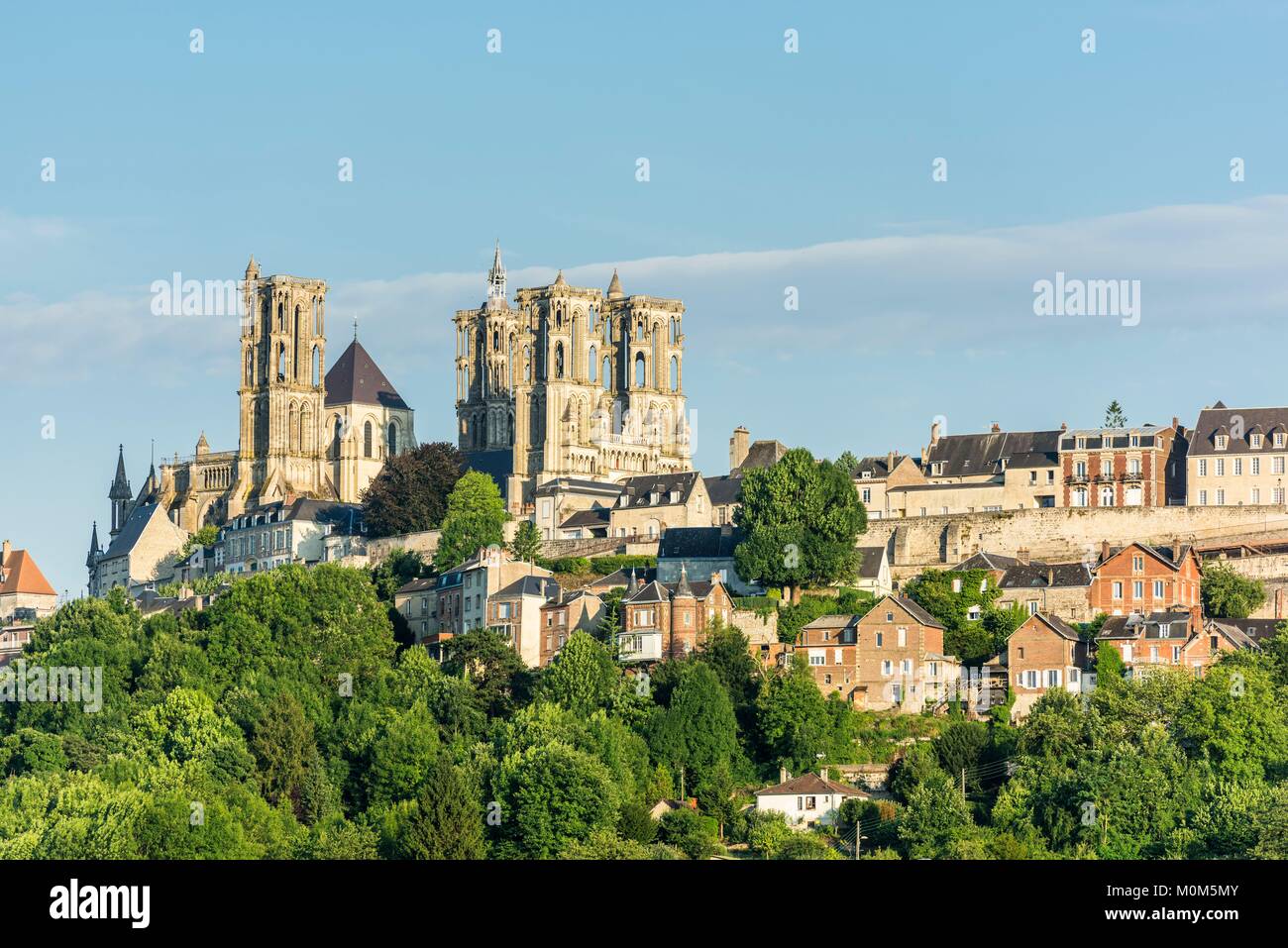 France,Aisne,Laon,the Upper town,Notre-Dame de Laon cathedral,Gothic architecture Stock Photo