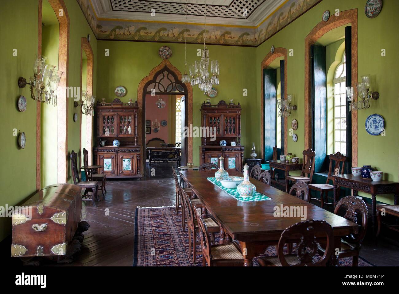 India,Goa,dining room of the Figueiredo house,luxuary portuguese
