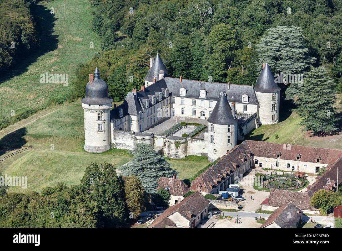 France,Loir et Cher,Monthou sur Cher,Gue Pean castle (aerial view) Stock Photo