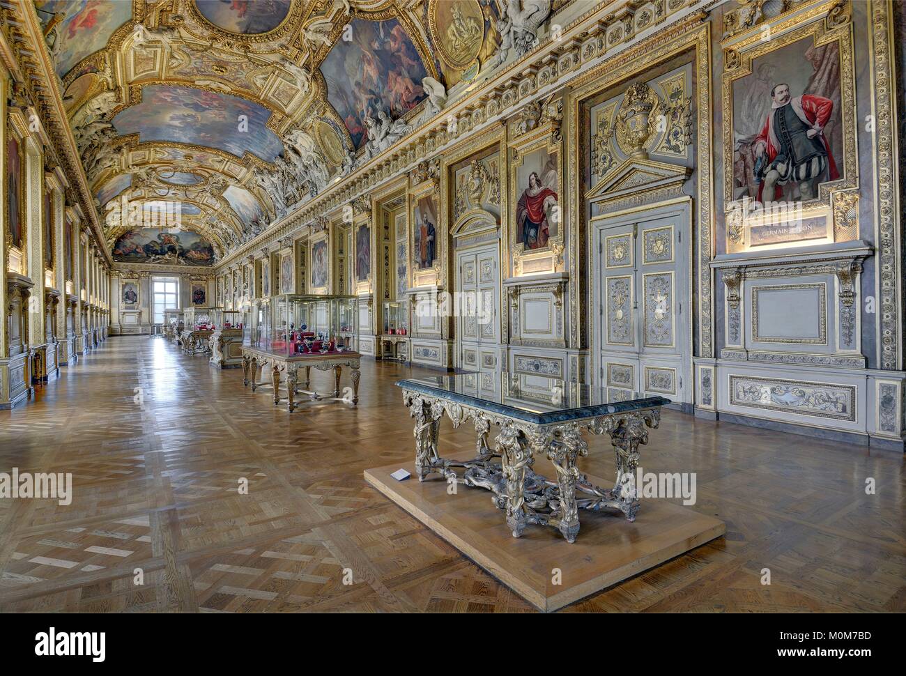 France,Paris,Louvre museum,decorative arts department,Apollo gallery,built from 1661 by architect Louis Le Vau and designer Charles Le Brun and completed in 1861 Stock Photo