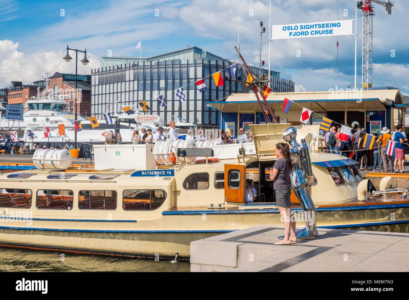 Norway,Oslo,the fjord,Pipervika wharves,departure of excursion boats Stock Photo