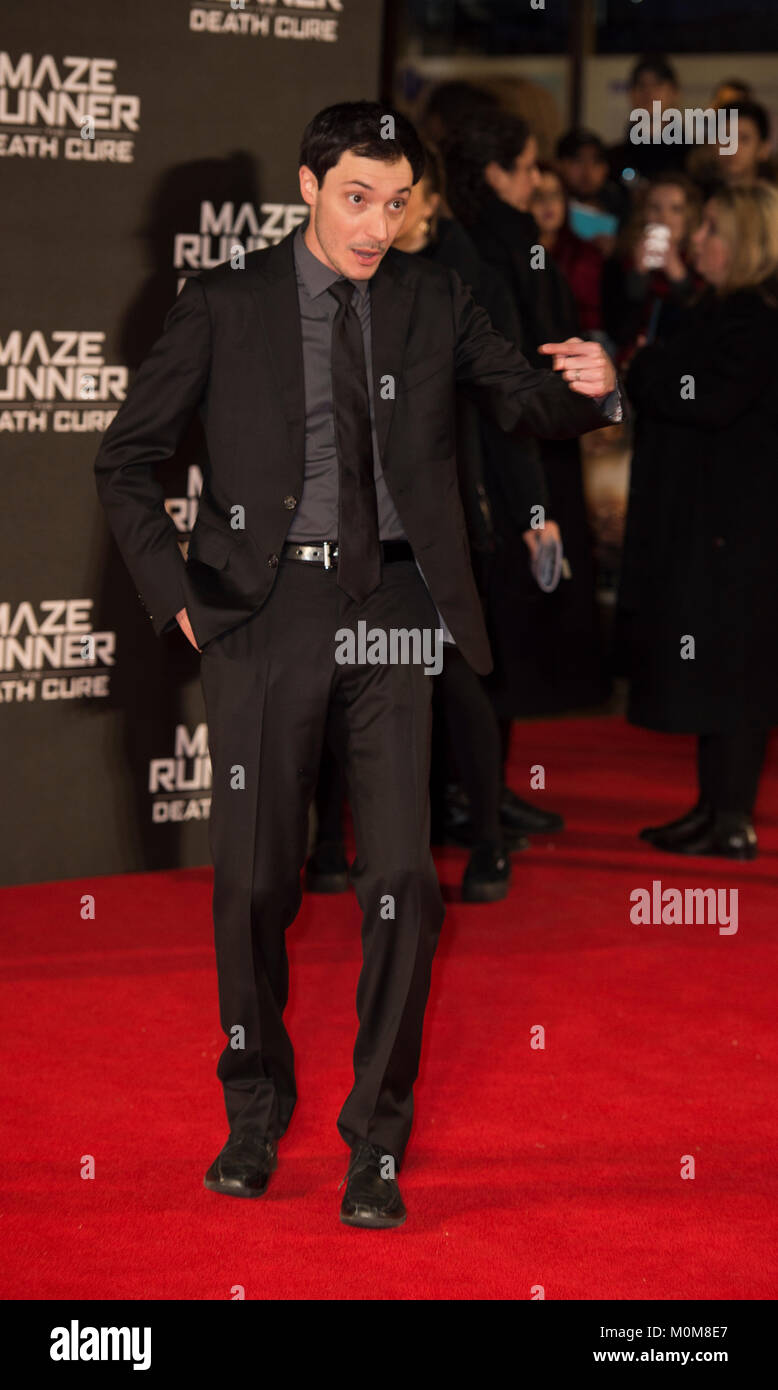 London, UK. 22nd Jan, 2018. Wes Ball attends the 'Maze Runner: The Death Cure' film premiere, London, UK - 22 Jan 2018 Credit: Gary Mitchell/Alamy Live News Stock Photo