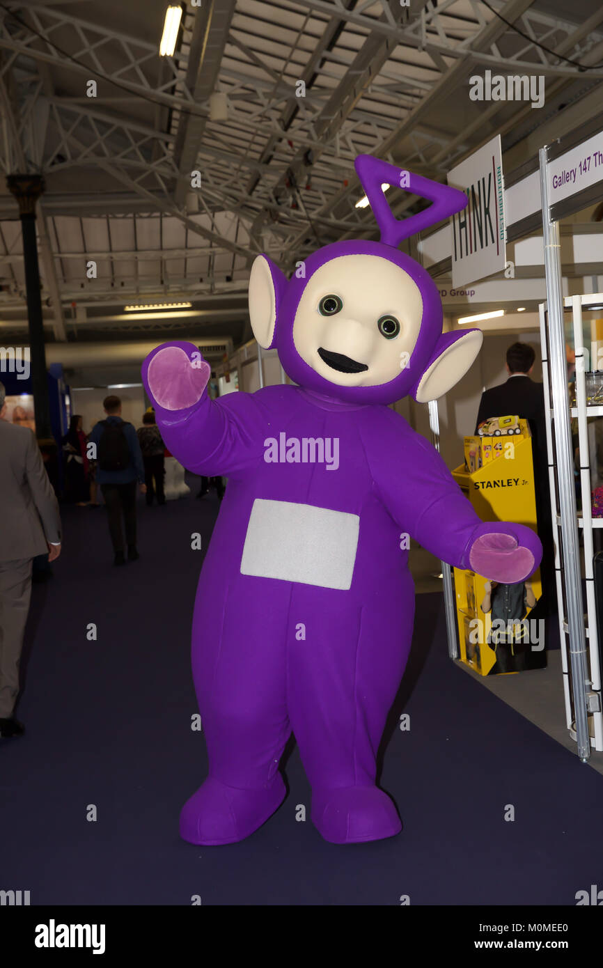 London, UK. 23rd Jan, 2018. Teletubbies attend The Toy Fair in Olympia as it gets underway, this annual event is the UK'S largest trade event with over 270 companies exhibiting thousands of products. The Fair runs for three days. Credit: Keith Larby/Alamy Live News Stock Photo