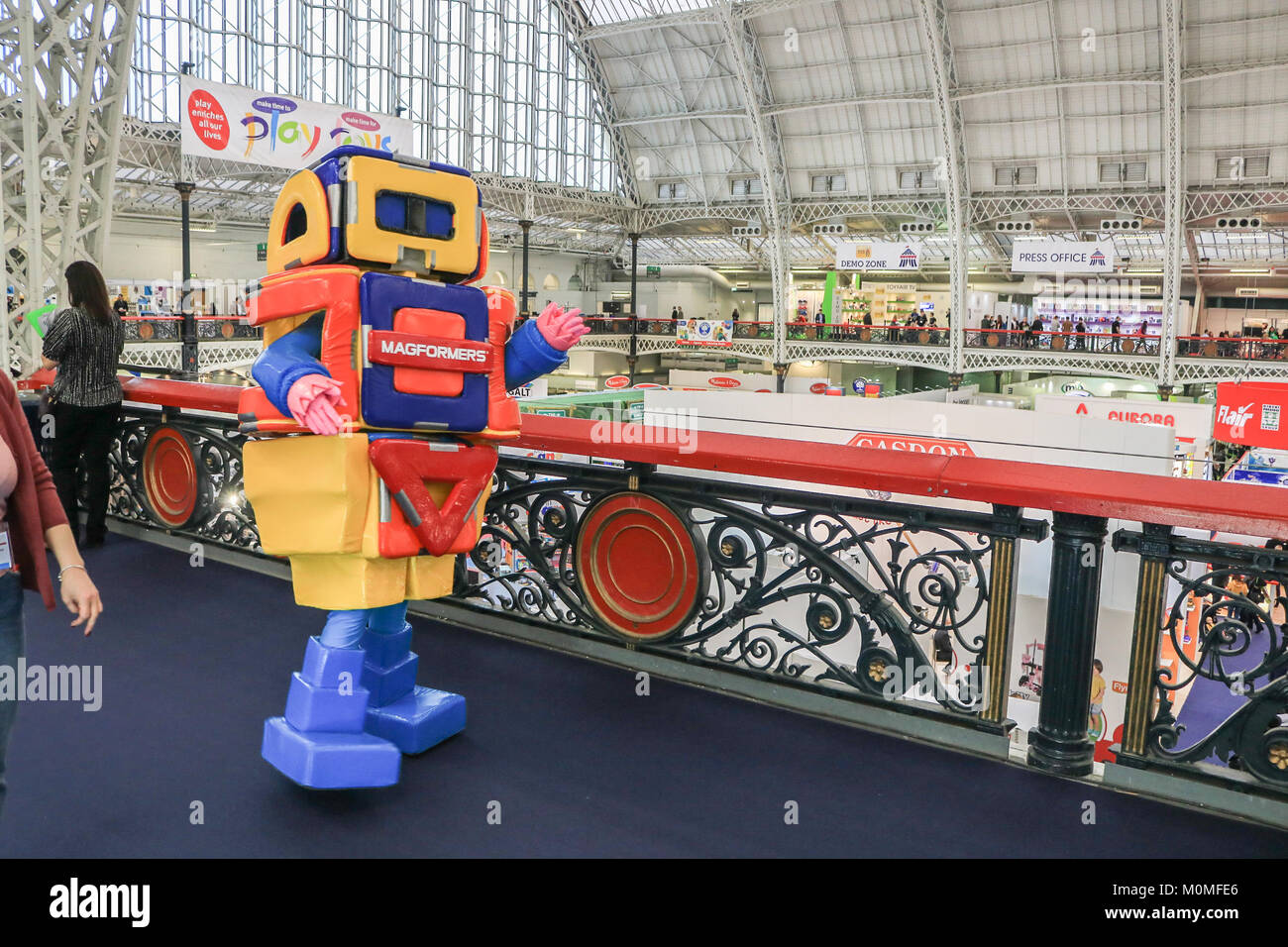 London, UK. 23rd Jan, 2018. The 65th annual toy fair organized by the British Toy and Hobby Associaiton opens at London Olympia showcasing more than 260 brands and products from UK and International toy manufacturers Credit: amer ghazzal/Alamy Live News Stock Photo