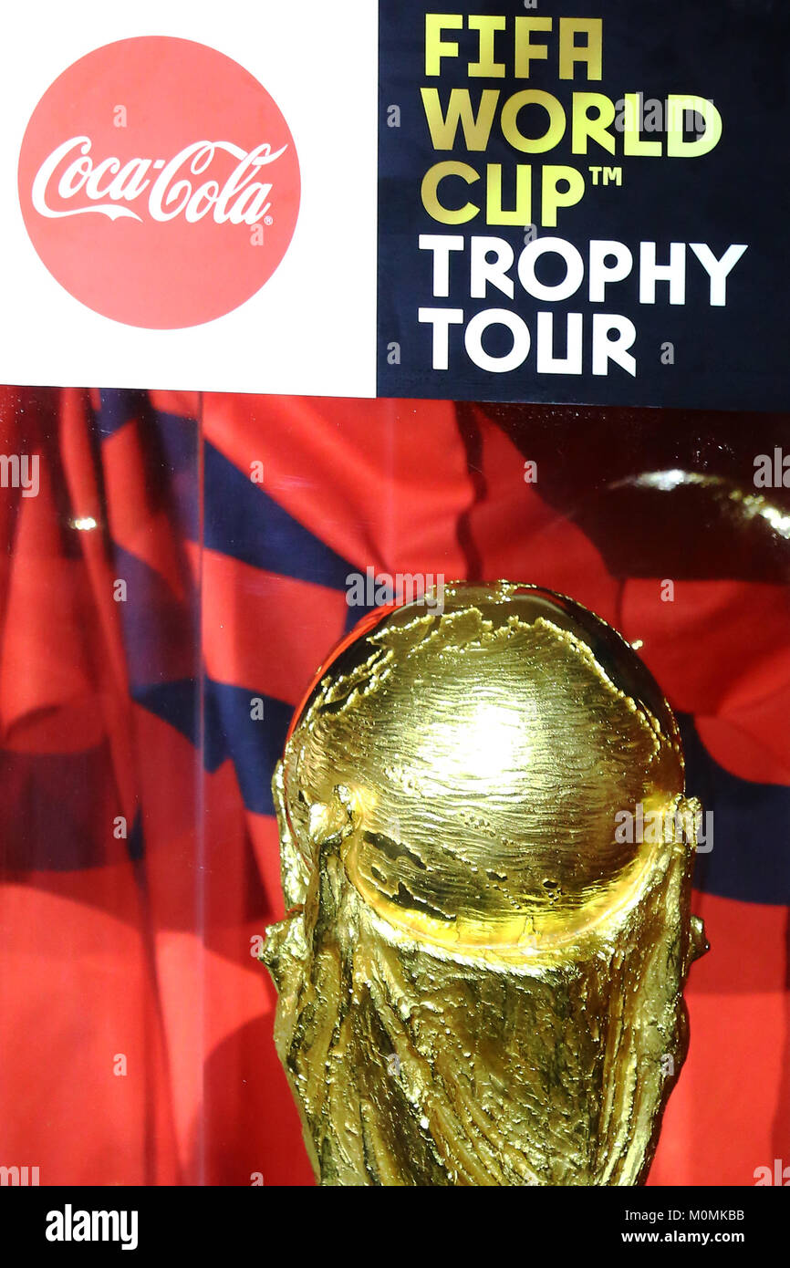 Colombo, Sri Lanka, 23 Jan 2018. A ceremony marking the arrival of the 2018 FIFA World Cup winner's trophy at the Shangri-La Hotel. The FIFA World Cup Trophy Tour will visit 91 cities, across 51 countries. Credit: Pradeep Dambarage/Alamy Live News Stock Photo