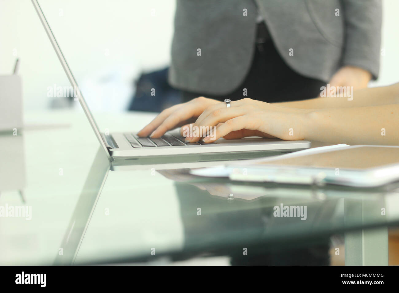 Business woman hands using laptop Stock Photo - Alamy