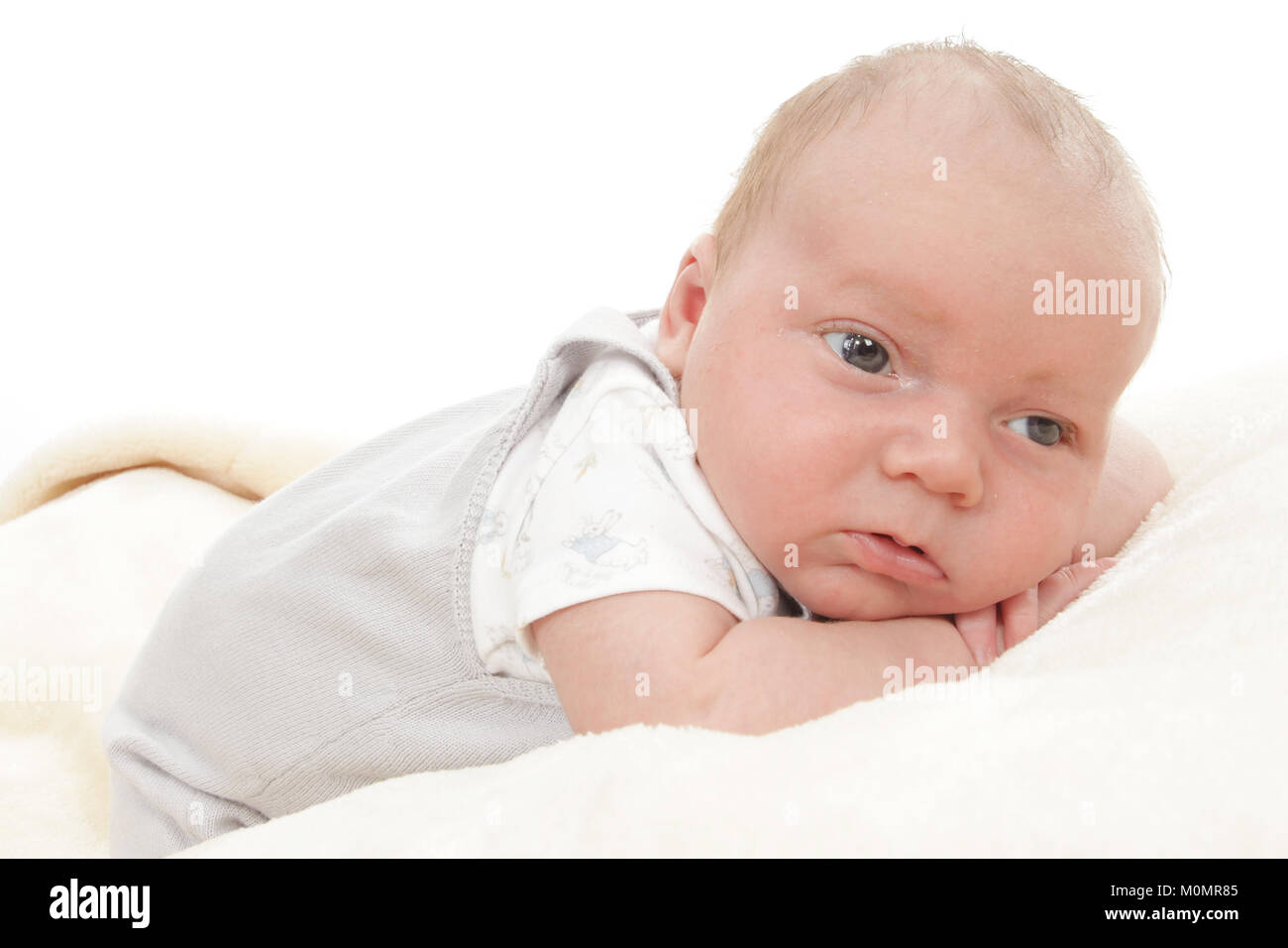 4 week old baby boy, 1 month old infant Stock Photo