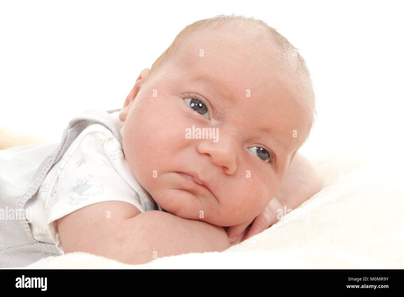 4 week old baby boy, 1 month old infant Stock Photo