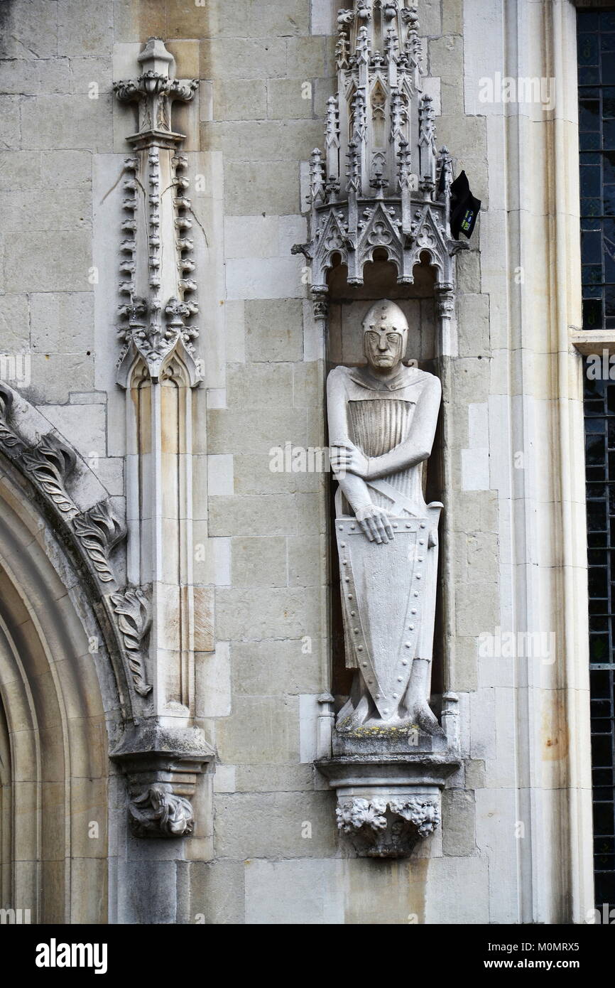 Statue on Brugge City Hall, Burg Square in Bruges, Belgium Stock Photo