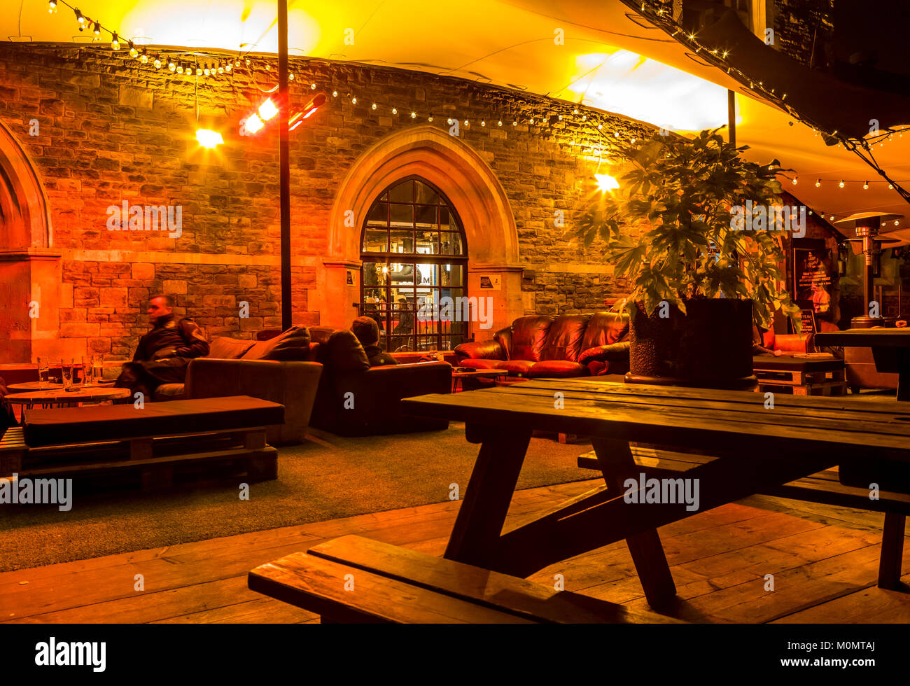 An evening outside at the Steam bar, Whiteladies Road, Bristol, UK