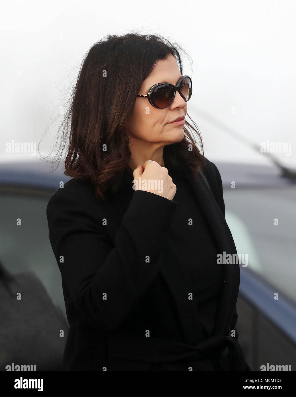Bono's wife Ali Hewson arrives for the funeral of The Cranberries singer Dolores O'Riordan at Saint Ailbe's Church, Ballybricken. Stock Photo
