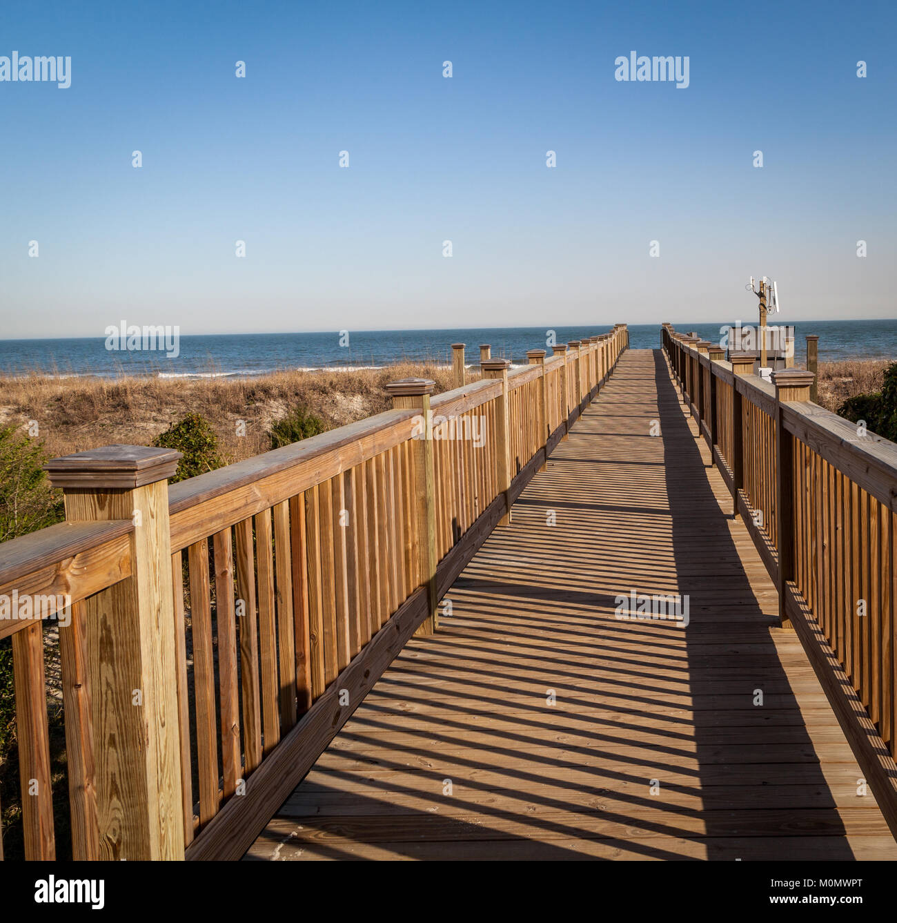 Board walk to the beach in Mytle Beach, South Carolina. Stock Photo