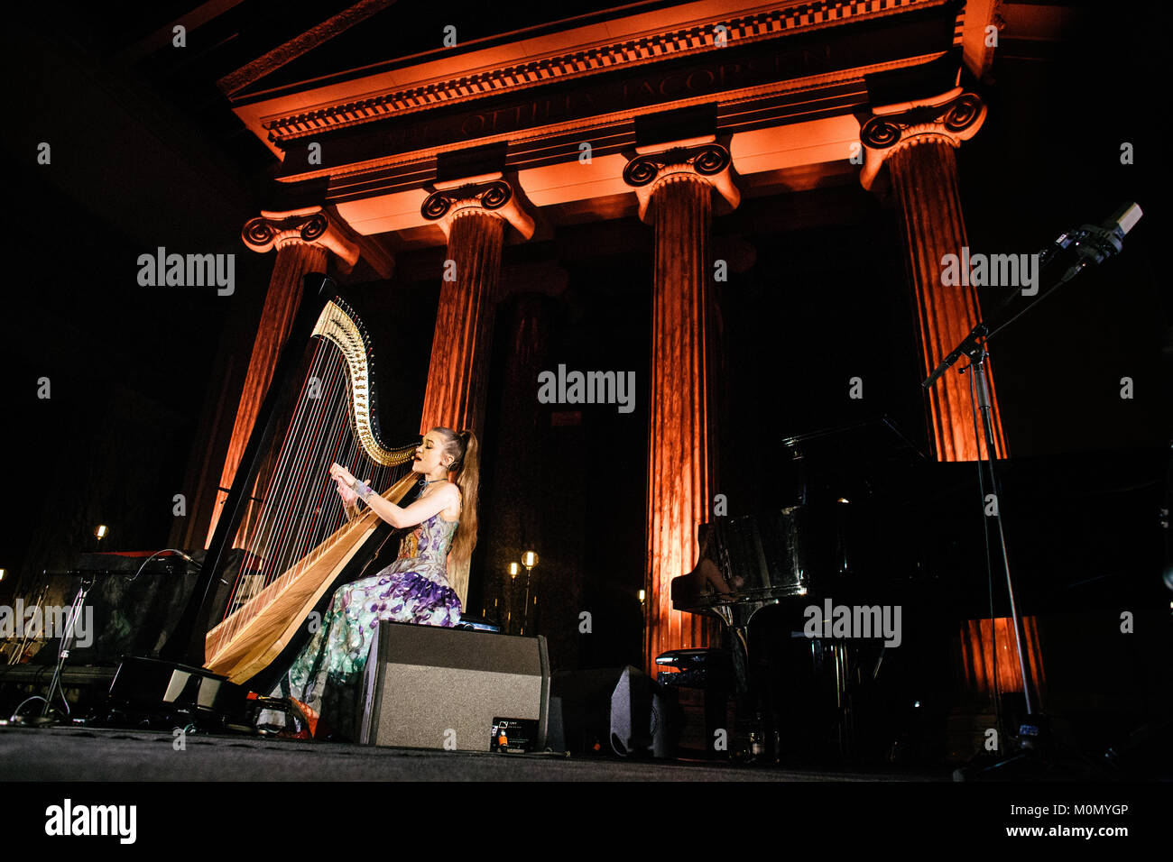 The American singer, songwriter and harpist Joanna Newsom performs a live concert at the New Carlsberg Glyptotek in Copenhagen as part of the Danish music festival Frost Festival 2016. Denmark, 26/02 2016. Stock Photo