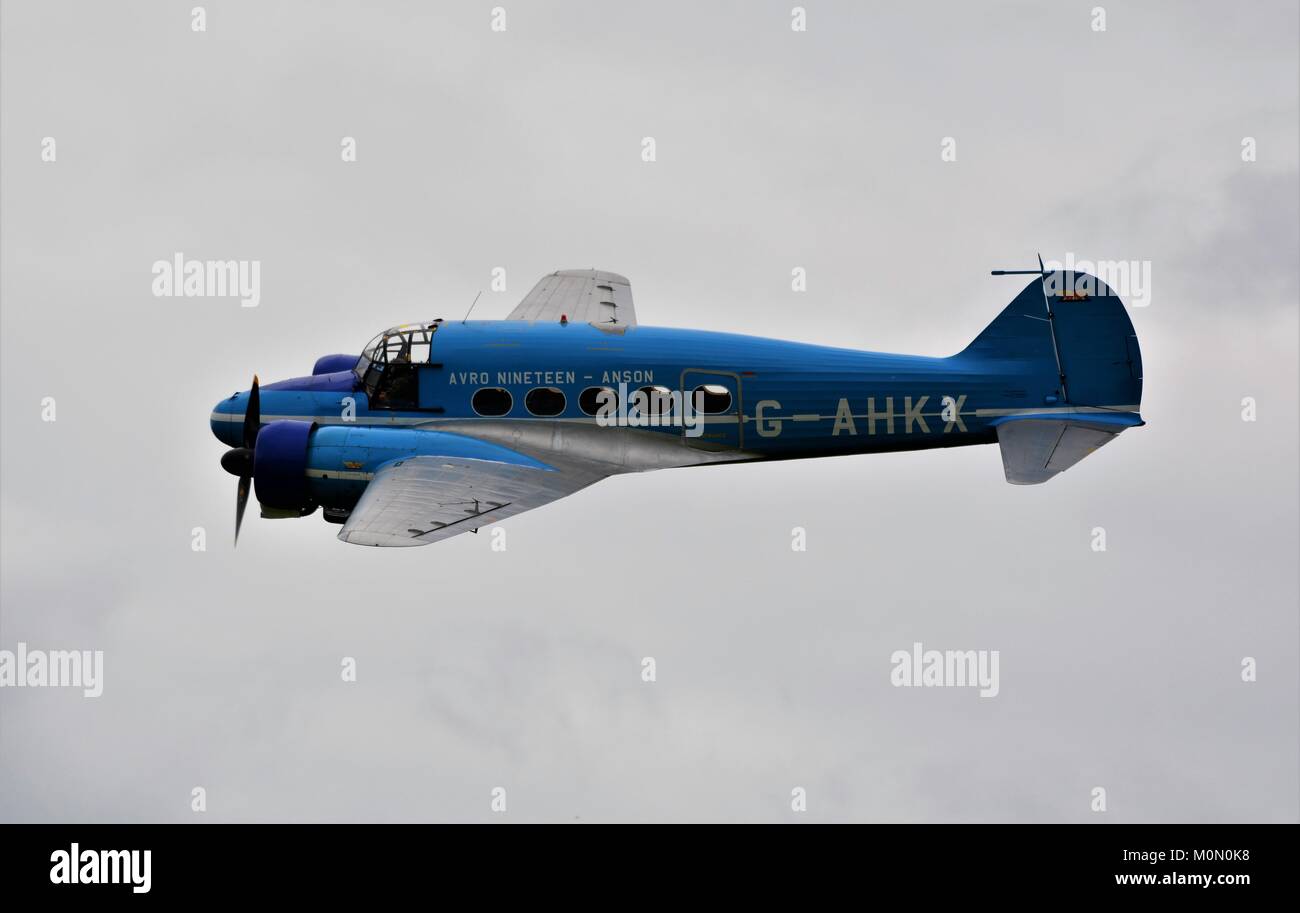 Avro Anson G-AHLX civil light passenger monoplane at Shuttleworth collection airshow 2017 Stock Photo