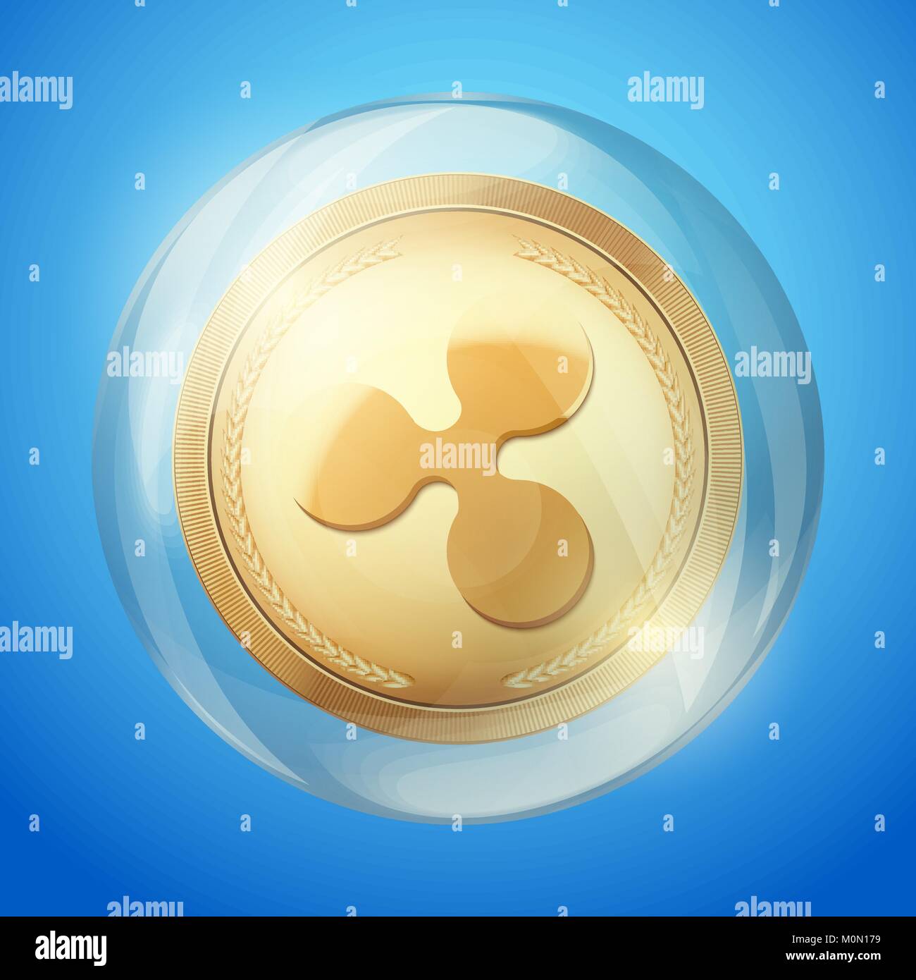Ripple XRP symbol coin in bubble Stock Vector