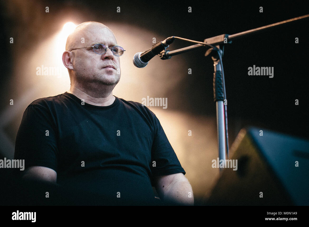 The Polish folk band Kwadrofonik performs a live concert featuring the Polish poet Adam Strug at the Polish music festival Off Festival 2015 in Katowice. Poland, 07/08 2015. Stock Photo