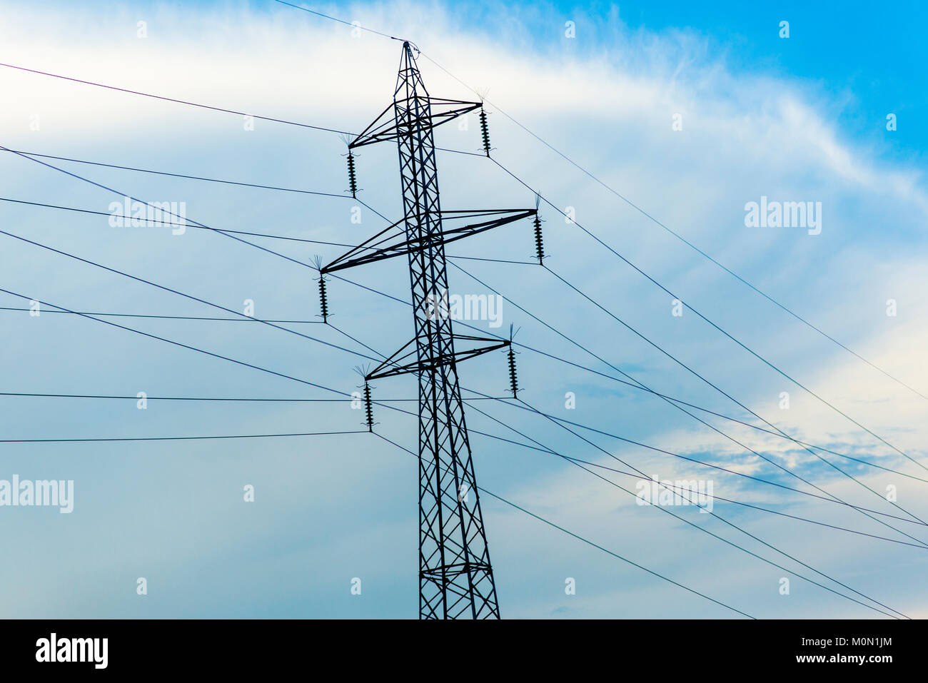 High voltage transmission tower for elecrticity Stock Photo