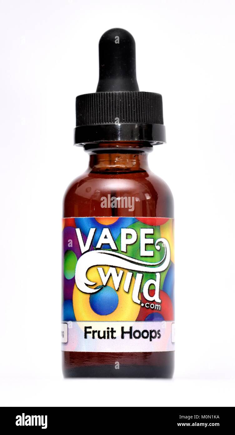 vape bottle fruit hoops Stock Photo