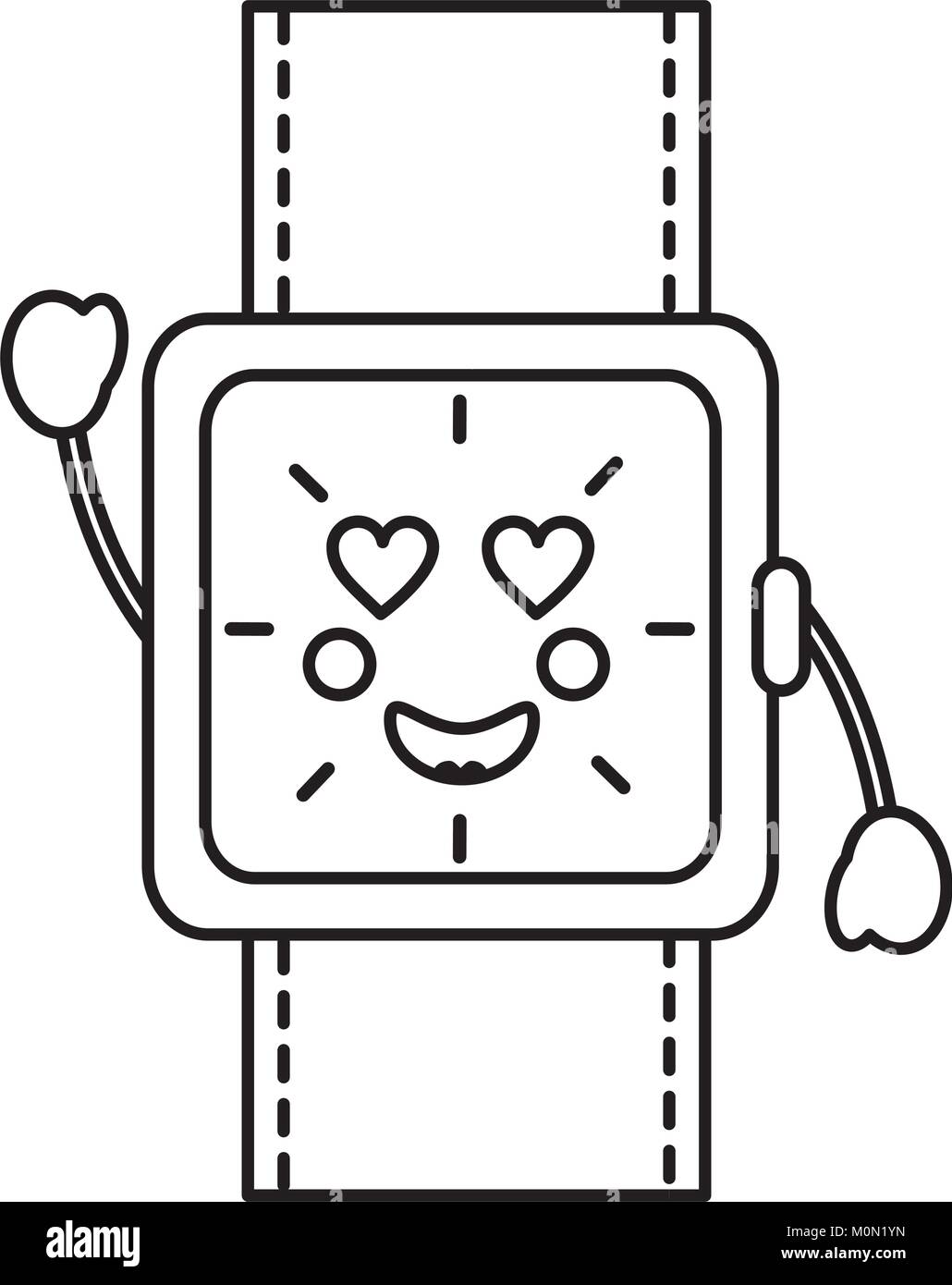 kawaii wrist watch bracelet square cartoon Stock Vector Image & Art - Alamy