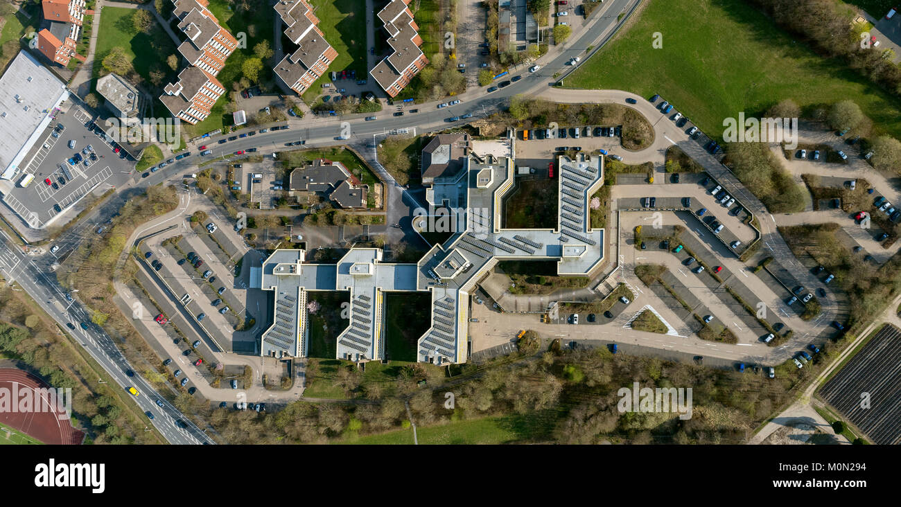 District house Detmold with Road Traffic Office Felix-Fechenbach-Str. 5, aerial photograph of Detmold, Detmold, North Rhine-Westphalia, Germany, Europ Stock Photo
