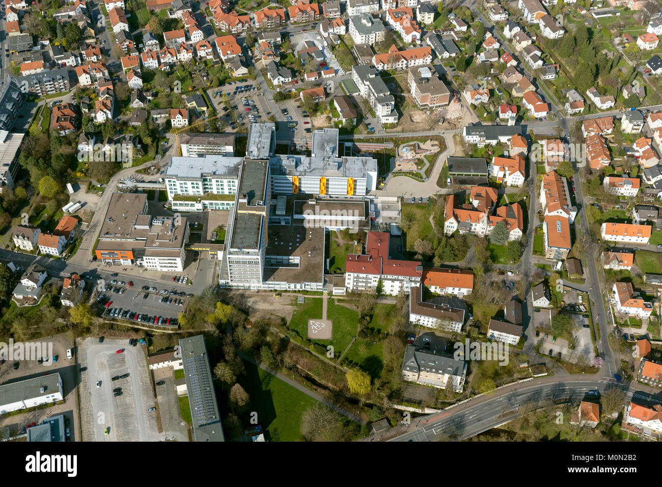 Hospital, Hospital, Klinikum Lippe-Detmold, aerial photo of Detmold, Detmold, North Rhine-Westphalia, Germany, Europe, aerial view, birds-eyes view, a Stock Photo