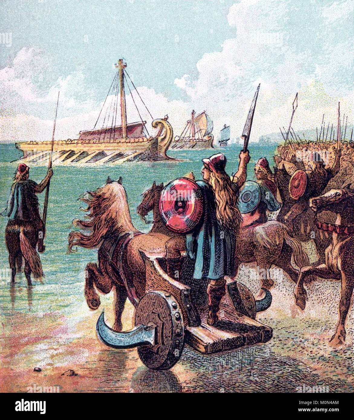 The Roman conquest. The Romans Conquer Britain. Illustration from a book published in 1868 Stock Photo