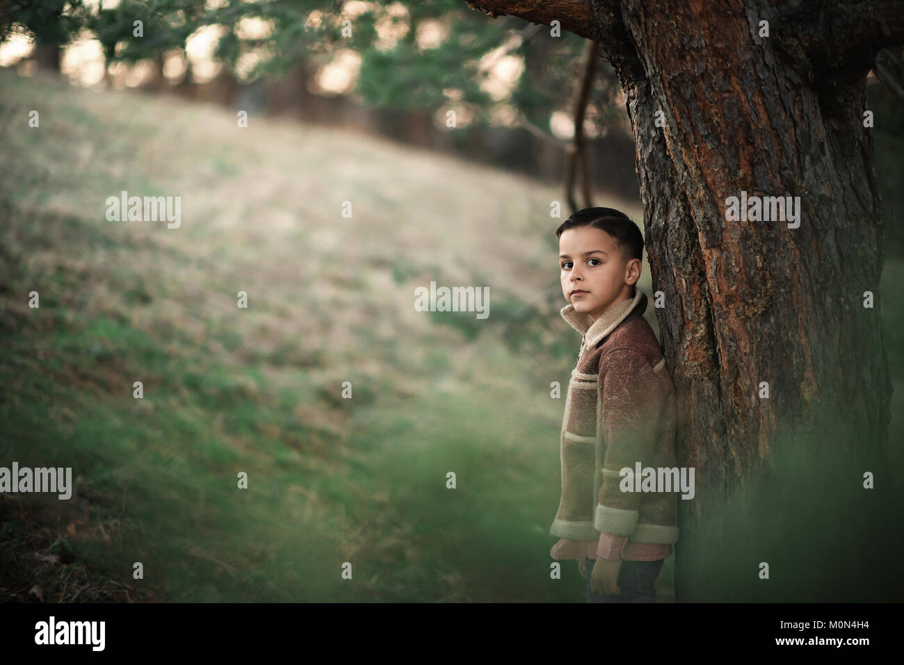 portrait of a boy outside Stock Photo - Alamy