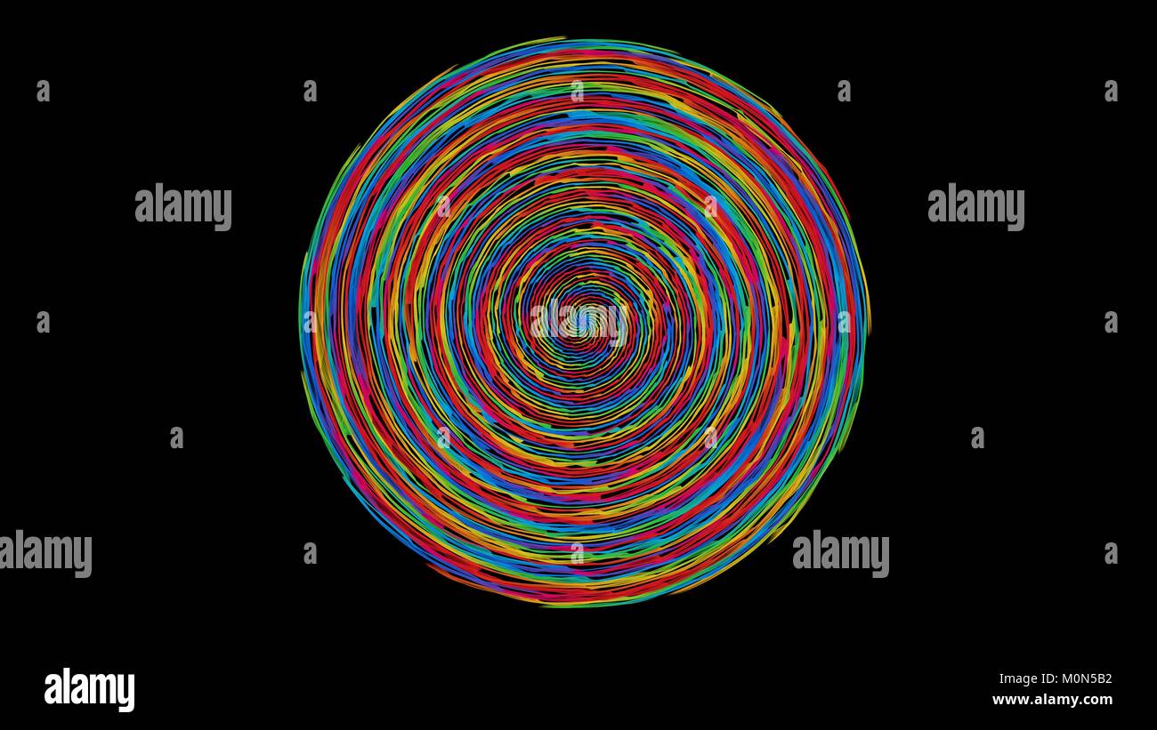 Colorful fusion spectrum circle on black background. Flame spiral ...